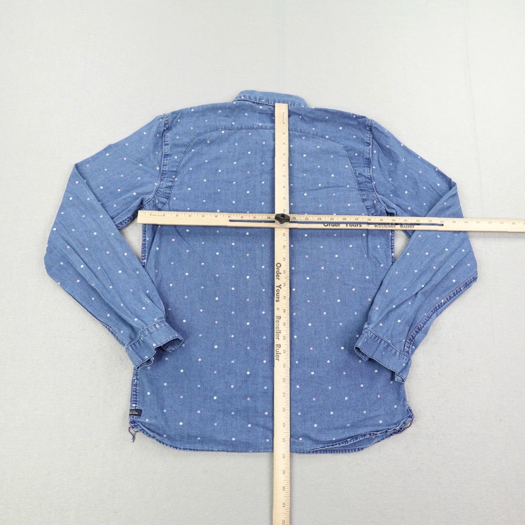 Scotch & Soda Scotch & Soda Men's Shirt Large Blue Polka Dot Chambray Button-Up Long Sleeve Size US L / EU 52-54 / 3 - 7 Thumbnail