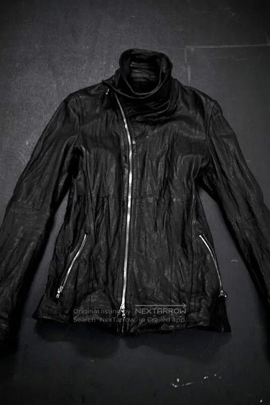 Julius Julius_7 Black High Neck Leather Jacket. Size US M / EU 48-50 / 2 - 1 Thumbnail