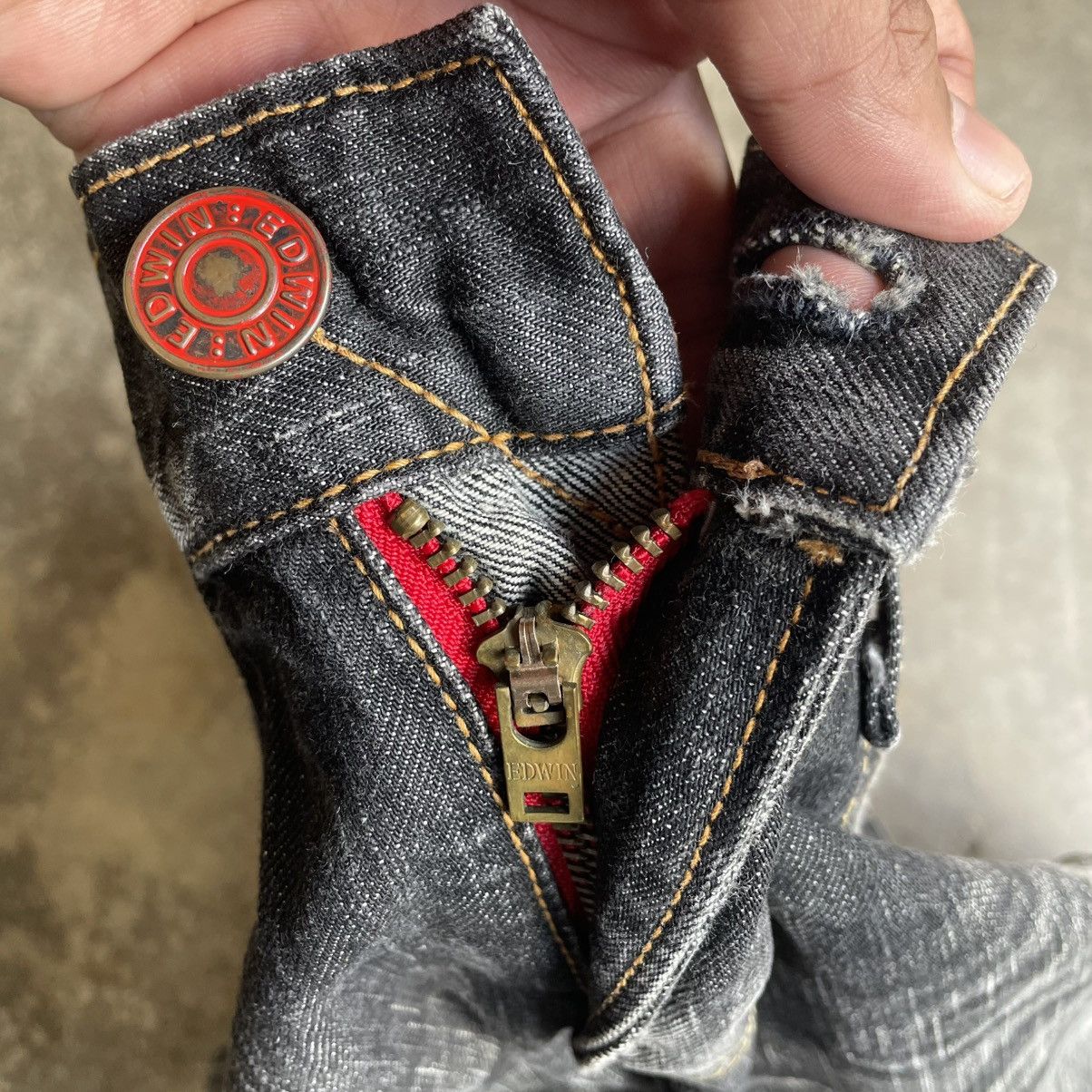 Edwin 🔥Vintage Edwin 503 Blue Trip Stoned Washed Slim Fit Jeans Size US 30 / EU 46 - 12 Thumbnail
