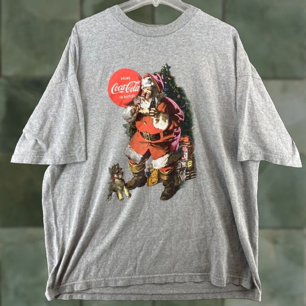 Vintage Coca-Cola T-Shirt Men 3XL Gray Christmas Mens Size US XXL / EU 58 / 5 - 1 Thumbnail