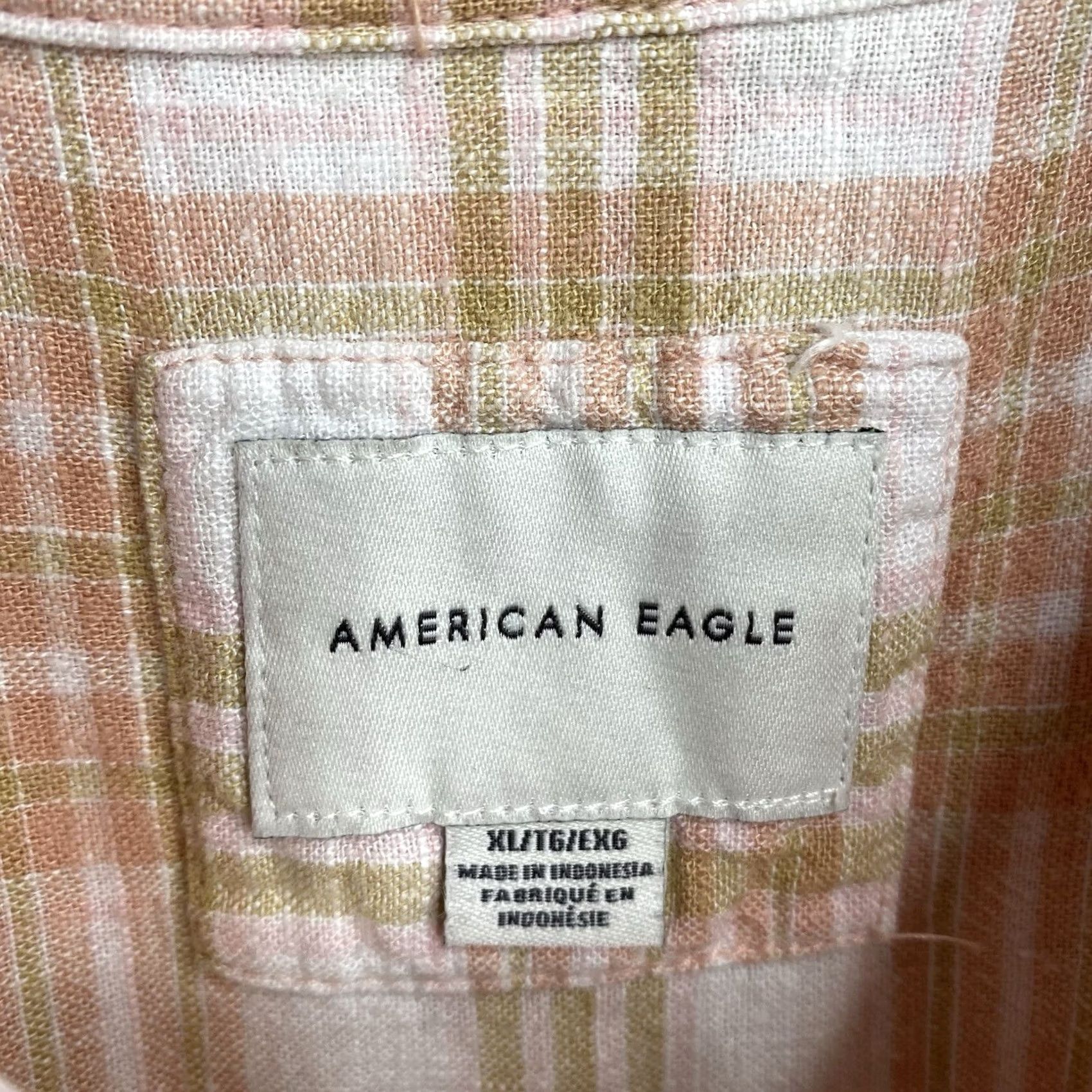 American Eagle Outfitters American Eagle Outfitters Womens Button-Up Shirt XL Plaid Linen Chambray Roll Tab Sleeve Tunic Casual Beach 90s Style Womens Size L / US 10 / IT 46 - 4 Thumbnail