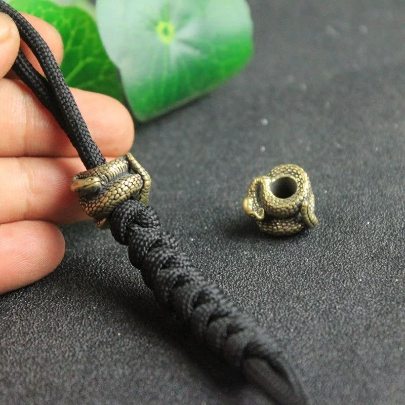 Handmade 3Pcs Rattlesnake Knife Beads Paracord Bead Zipper Umbrella Size ONE SIZE - 6 Thumbnail