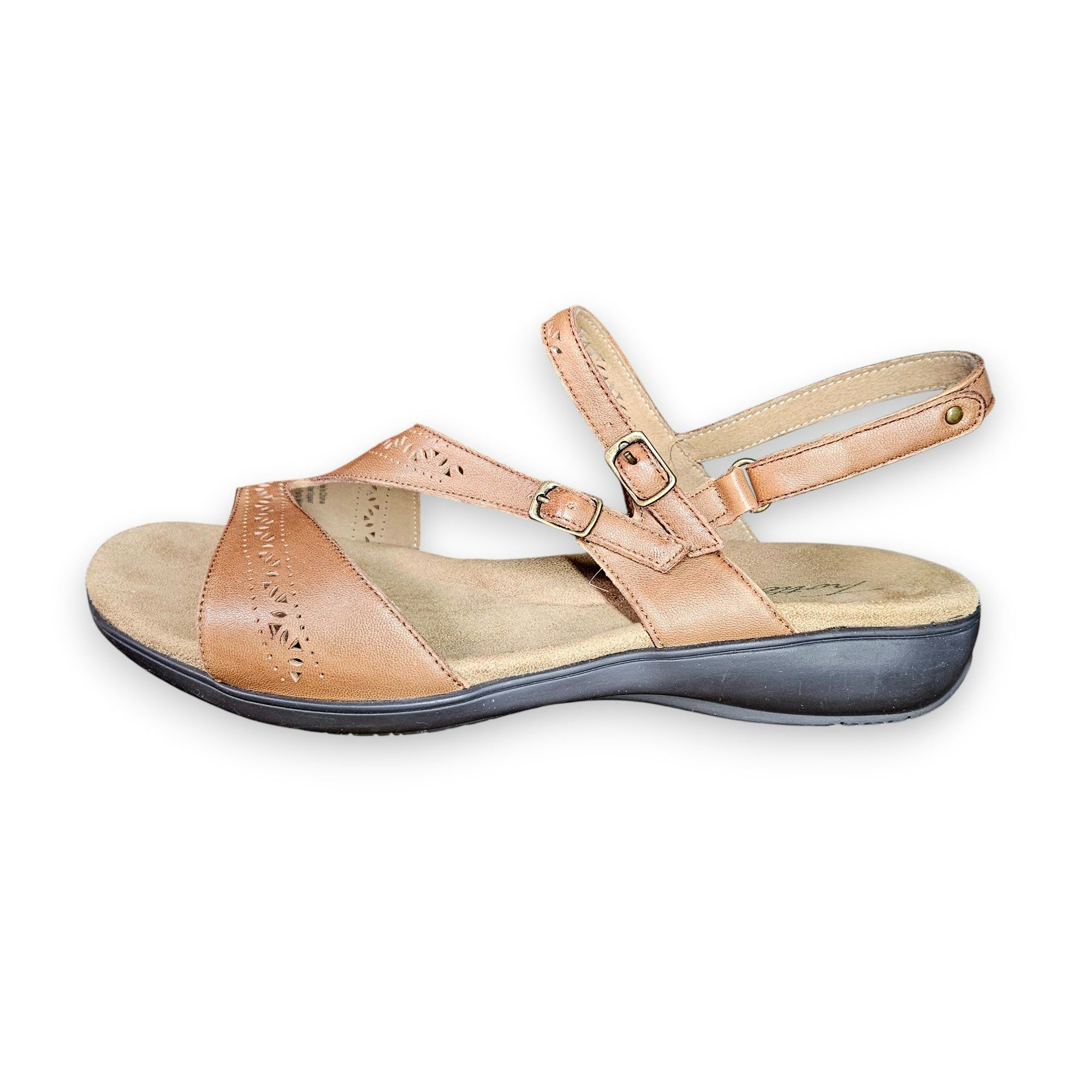Trotters 11W Sandals Razzi Tan Laser-Cut Leather Cushion