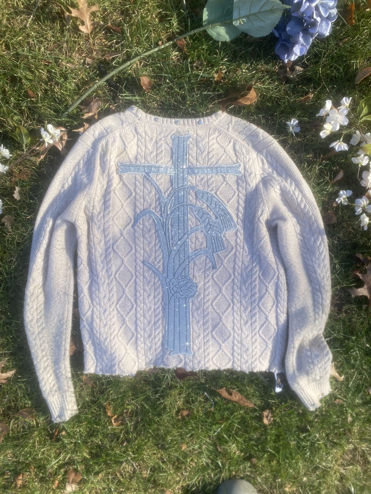 Japanese Brand Jeweled DECALOGUE 💎 Tan Sweater SAMPLE Size US M / EU 48-50 / 2 - 10 Thumbnail