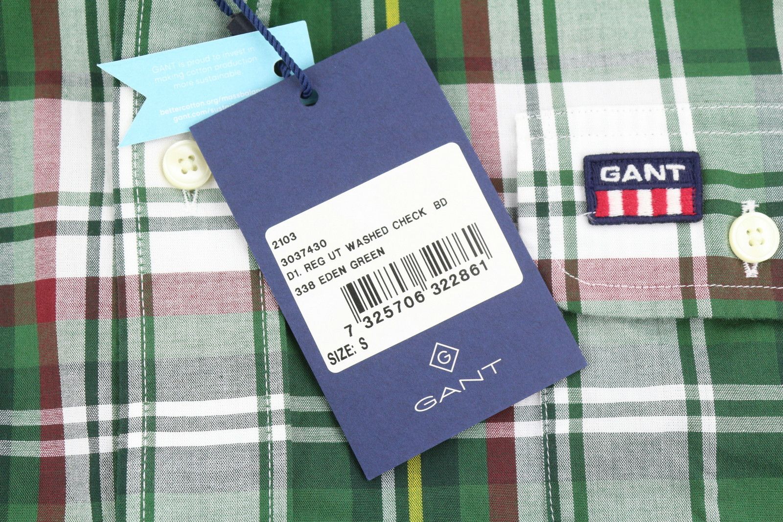 Gant REG UT WASHED CHECK S Eden Green Button-Down 87502 Size US S / EU 44-46 / 1 - 7 Thumbnail