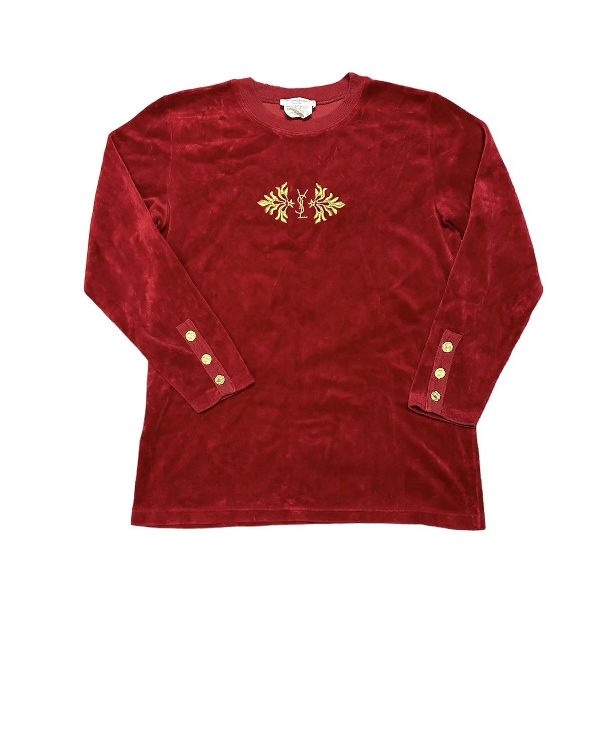 SAINT LAURENT Velour Long-Sleeved Tops