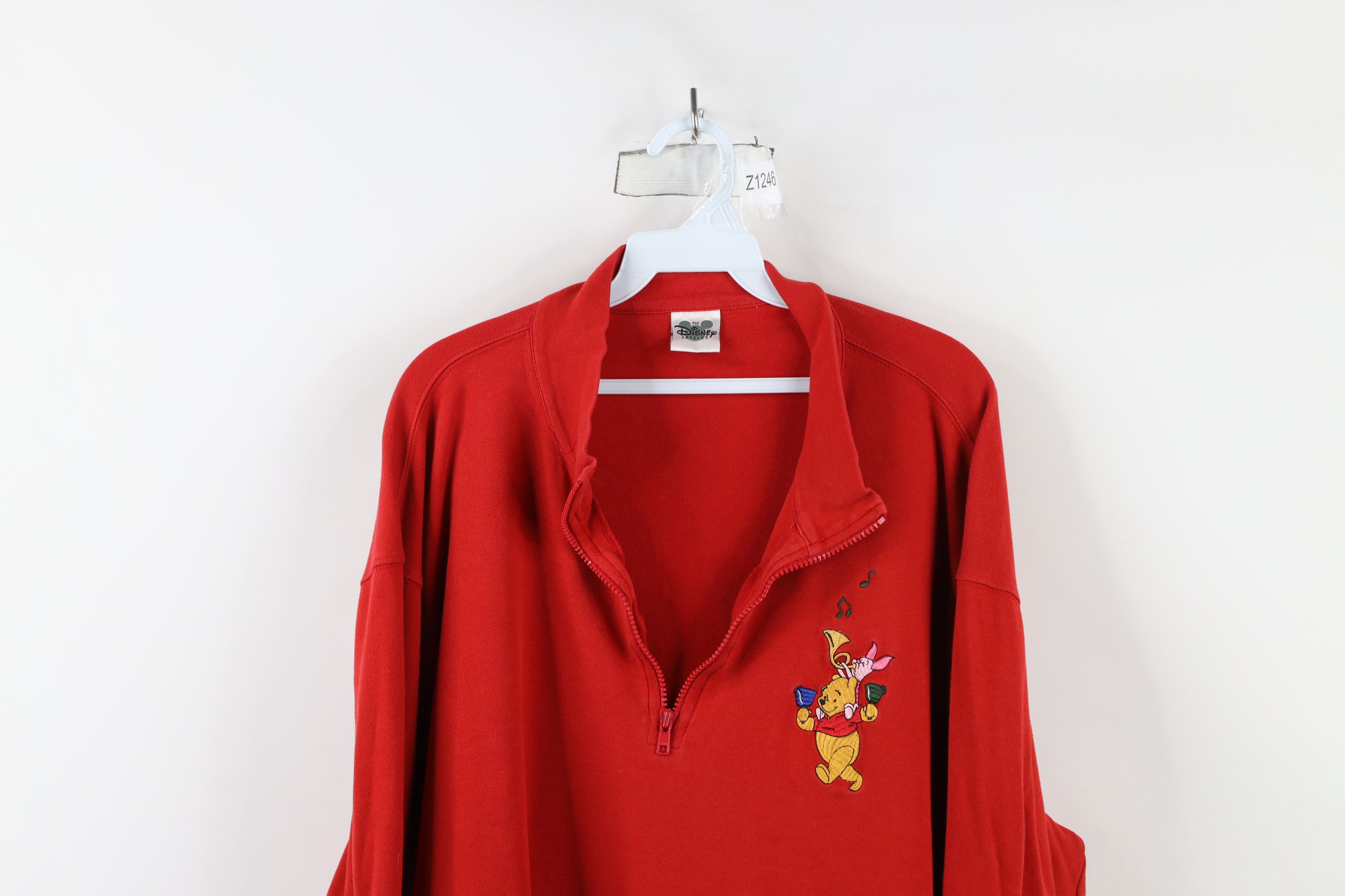 Disney × Vintage Vintage 90s Disney Winnie the Pooh Half Zip Shirt Top Red Size 3XL / US 20-22 - 2 Thumbnail