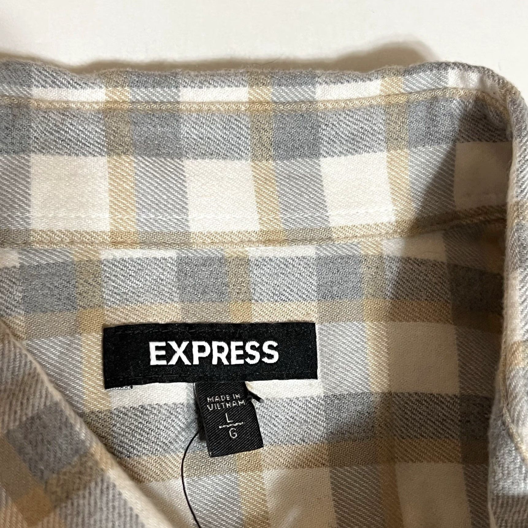 Express EXPRESS Shirt Long Sleeve Button-Down Plaid Casual Workwear Multicolor Cotton Blend Flannel L Size US L / EU 52-54 / 3 - 7 Thumbnail