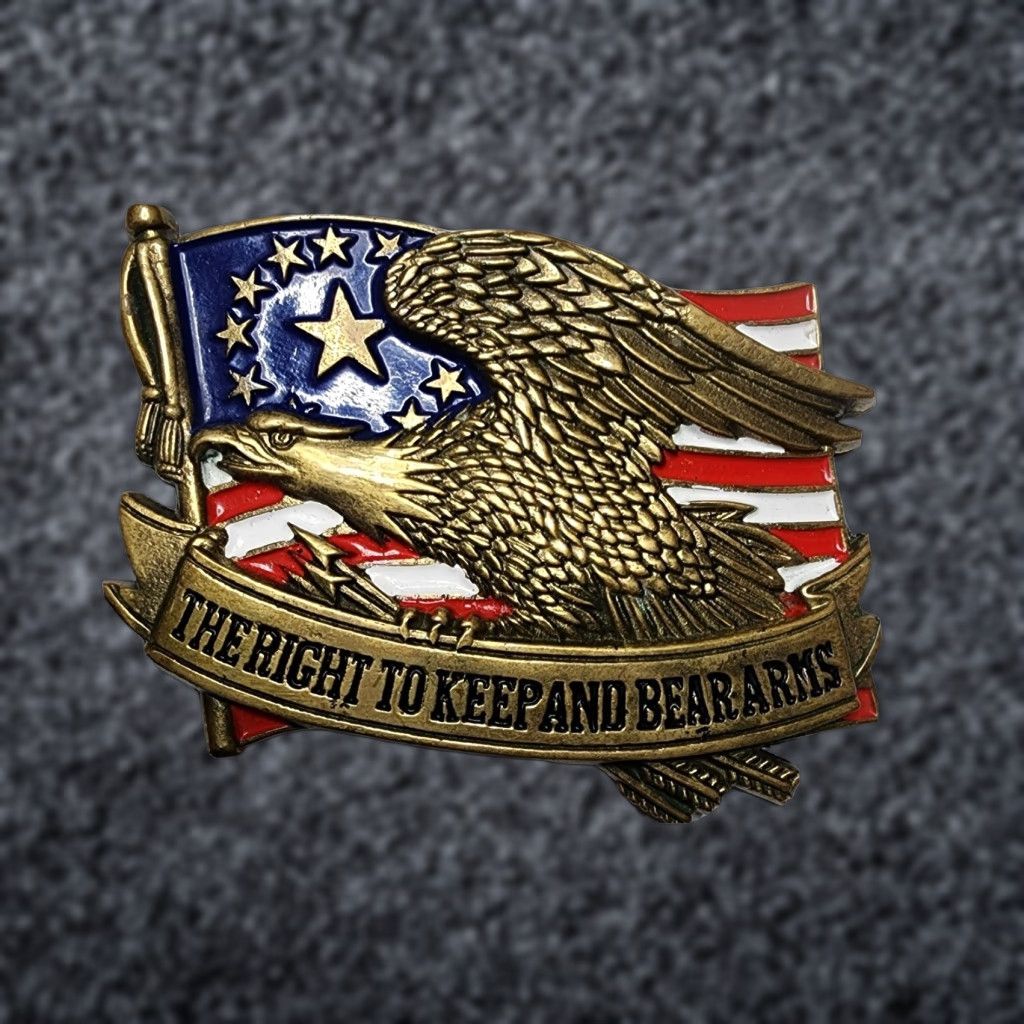 Vintage VINTAGE 1980s Baron Buckles Brass Belt Buckle American Flag U.S. Military Landgirl Mens Size ONE SIZE - 1 Thumbnail