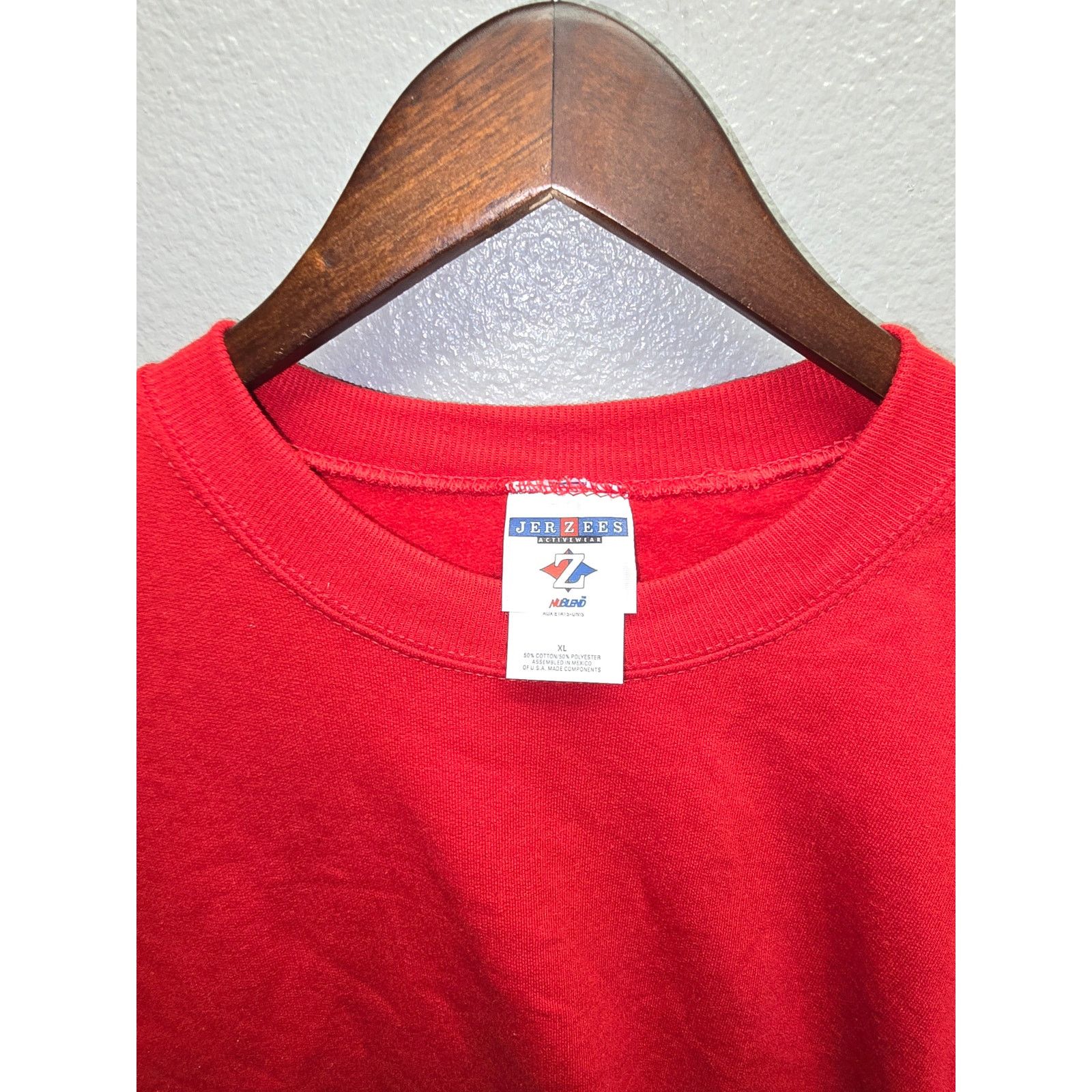 Jerzees Vintage Blank Red Crewneck 90s Jerzees Plain Sweatshirt DS L Size US XL / EU 56 / 4 - 2 Thumbnail