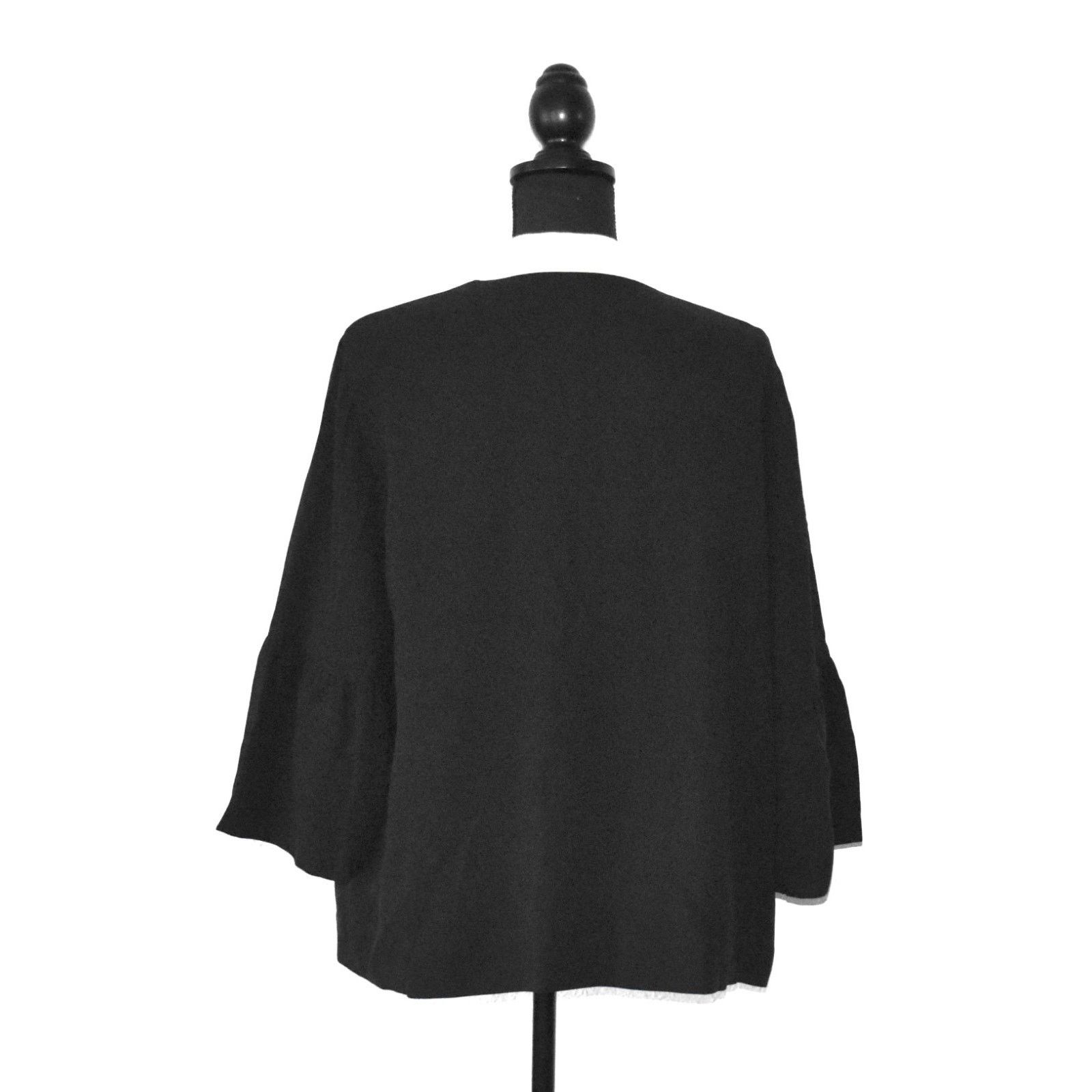 Eileen Fisher A6 EILEEN FISHER Black 100% Silk Lined Short Jacket Size L Size L / US 10 / IT 46 - 3 Thumbnail
