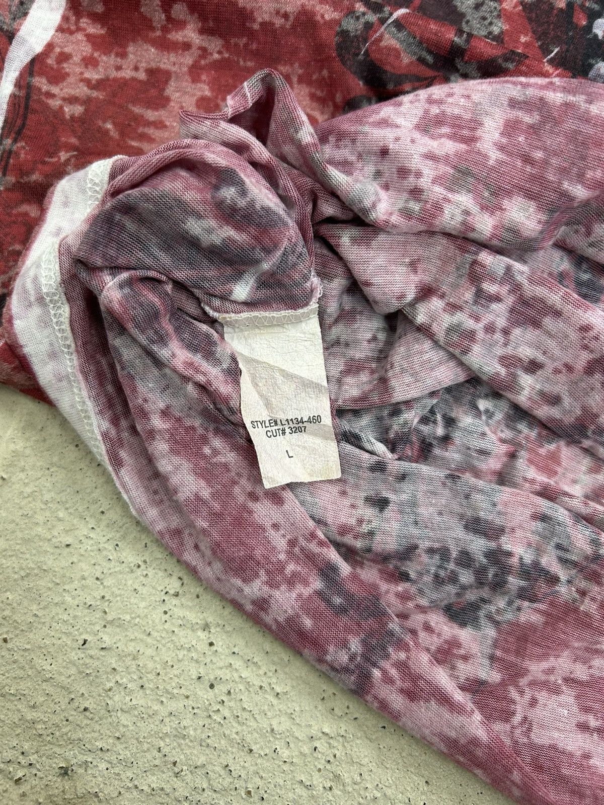 Designer × Japanese Brand Edgy Red L/ Sleeve Top –Distressed Print Angel Wing Graphics Size US XS / EU 42 / 0 - 18 Thumbnail