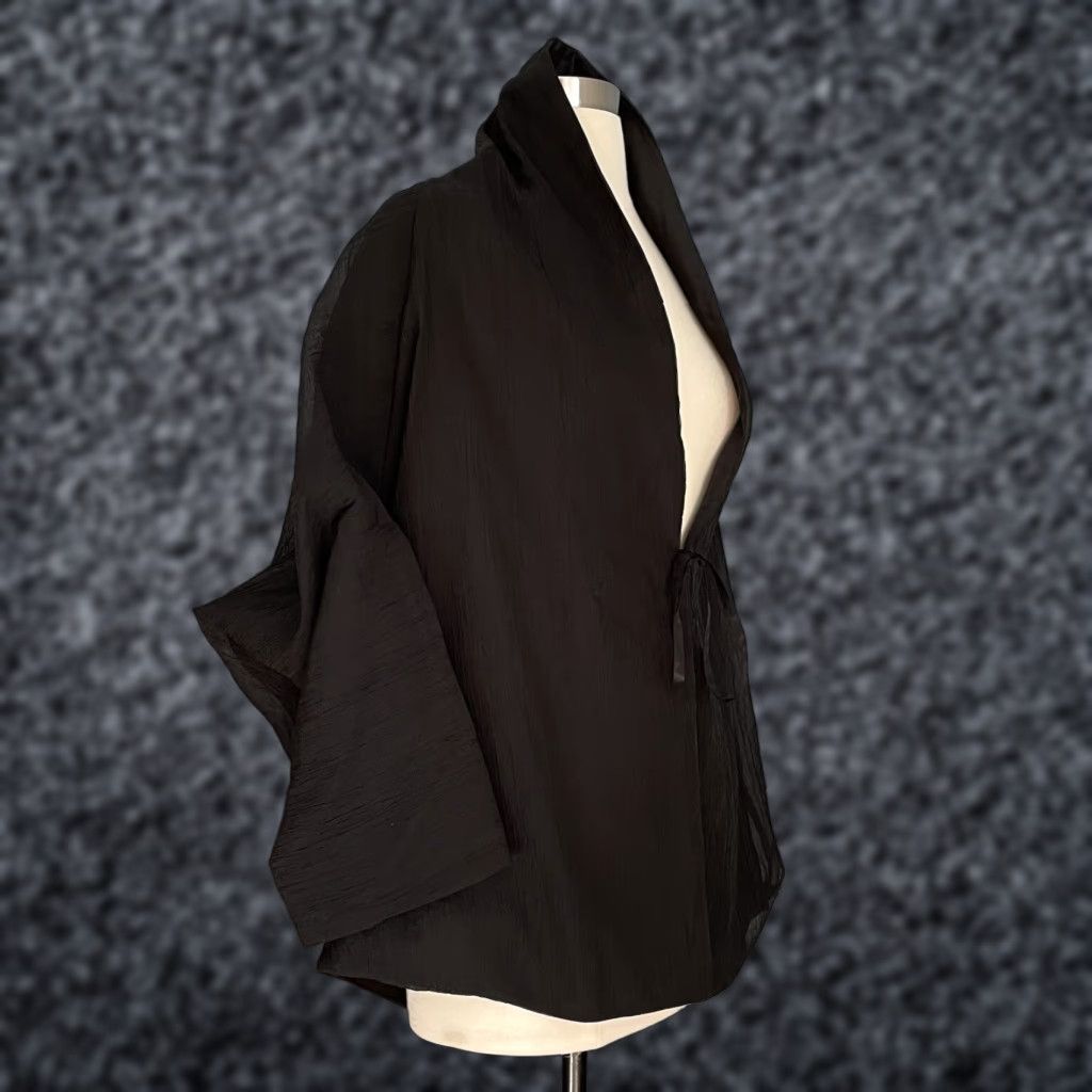 Vintage VINTAGE EVEN IF Jacket Black Crinkle Texture Avant Garde Silk Blend Size 44 Women Tie Closure Casual Professional Mens? Size M / US 6-8 / IT 42-44 - 1 Thumbnail