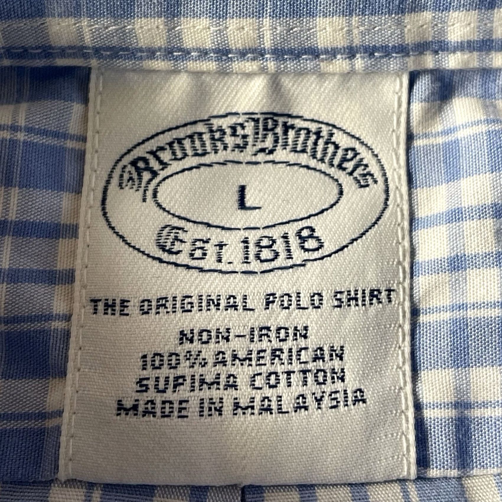 Brooks Brothers Brooks Brothers Shirt Mens Large Blue White Plaid Supima Cotton Dress Button Up Size 42R - 2 Thumbnail