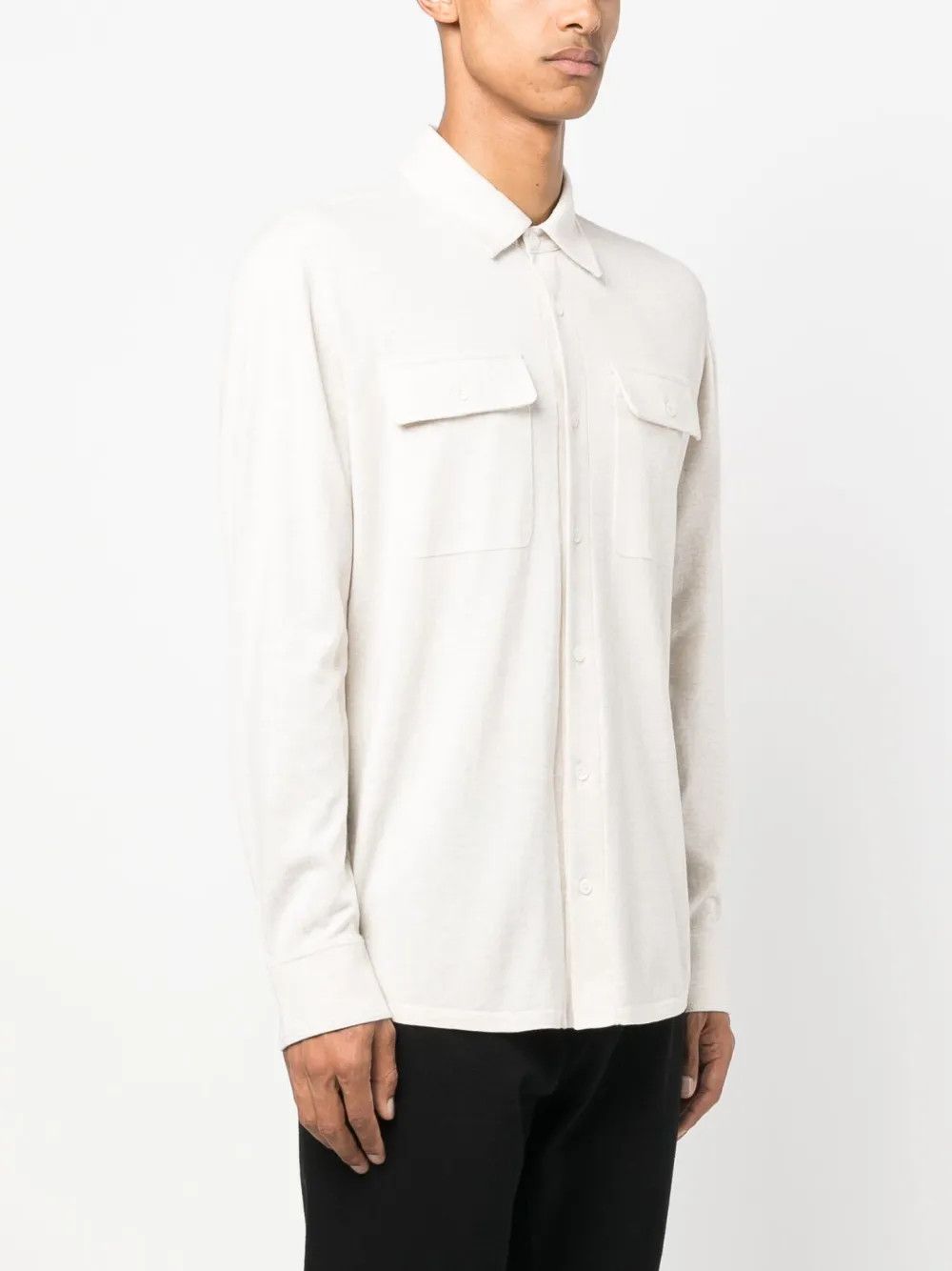 Brunello Cucinelli o1y0526 Solid Color Shirt in Ivory Size US XXS / EU 40 - 2 Thumbnail