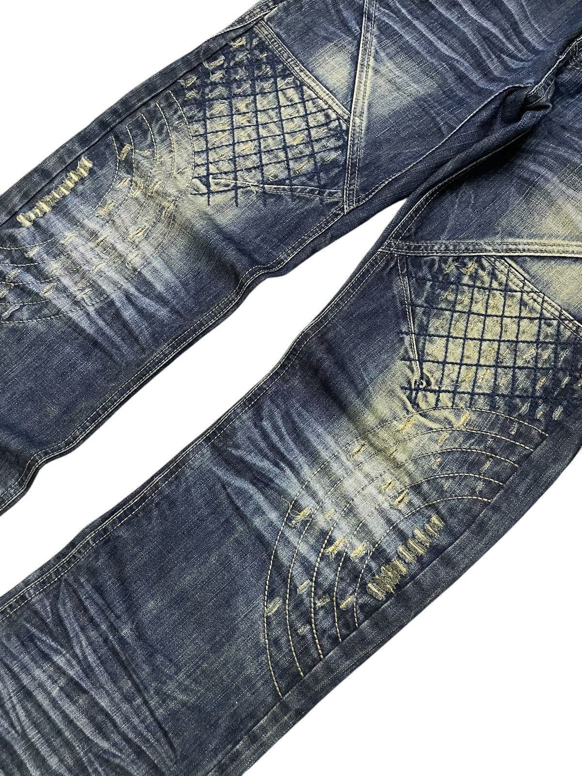 Japanese Brand Lemans Japan Asymmetrical Panel Heavy Stitch Boro Jeans Size US 32 / EU 48 - 4 Thumbnail