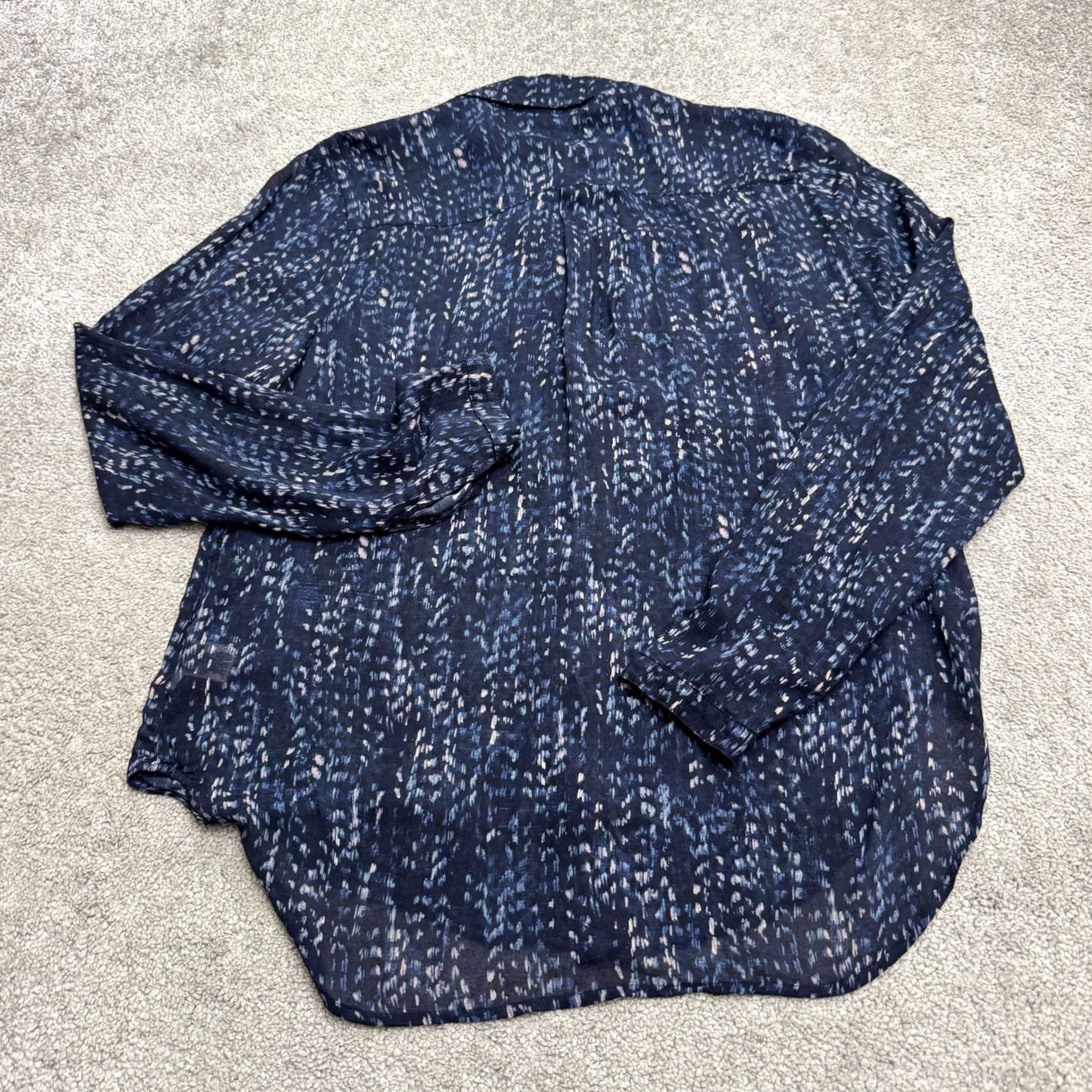 Bella Dahl Bella Dahl Button-Up Shirt Blouse Womens M Navy Blue Paisley Print Long Sleeve Regular Fit Cotton Size M / US 6-8 / IT 42-44 - 2 Thumbnail
