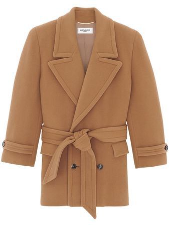 Saint Laurent Paris $8K VALUE Short Coat in Camel as seen on Hailey Biber Size XS / US 0-2 / IT 36-38 - 1 Thumbnail