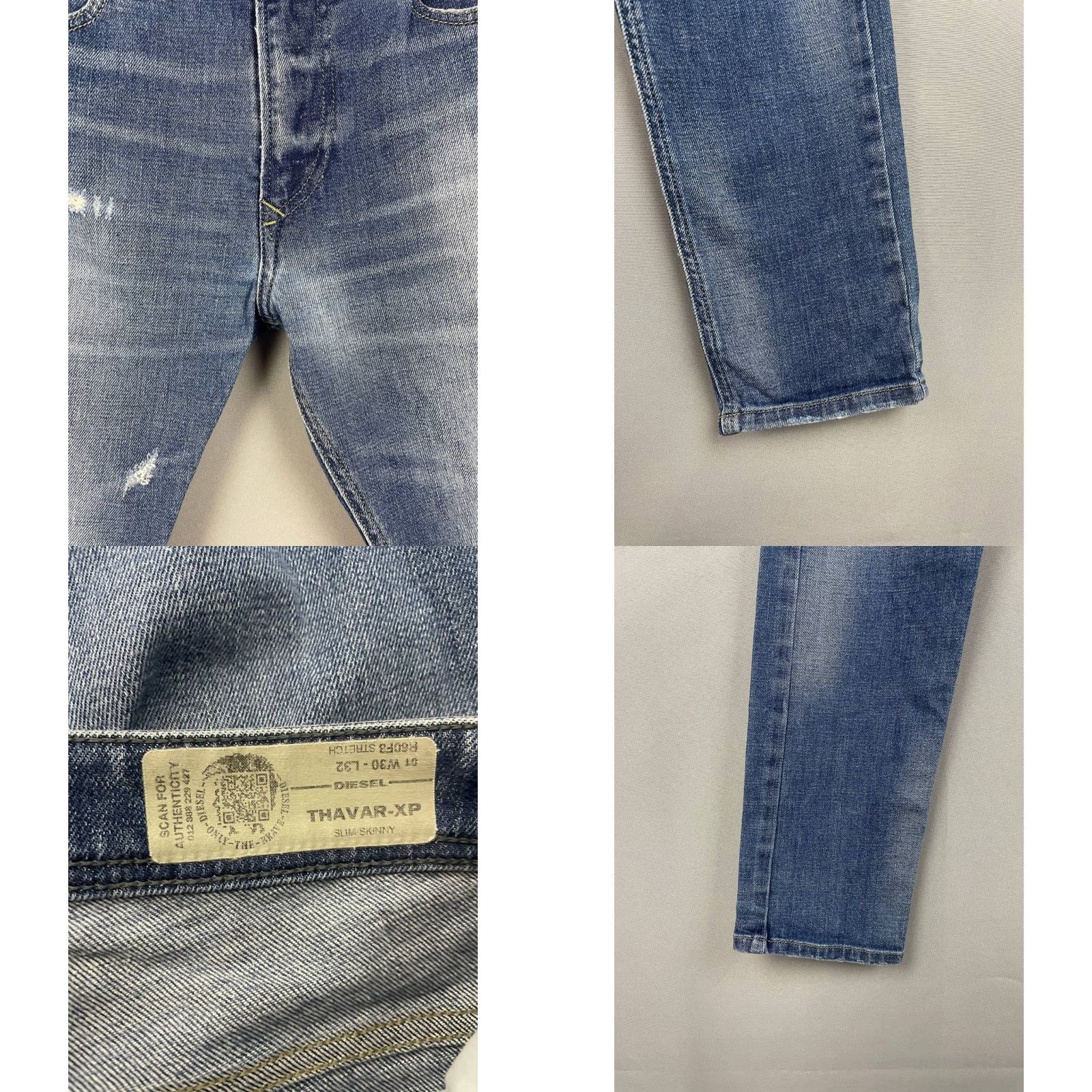 Diesel Diesel Industry Jeans Mens Regular 32 Blue Denim Distressed 5-Pocket Button Zip Skinny) Size US 31 - 8 Thumbnail