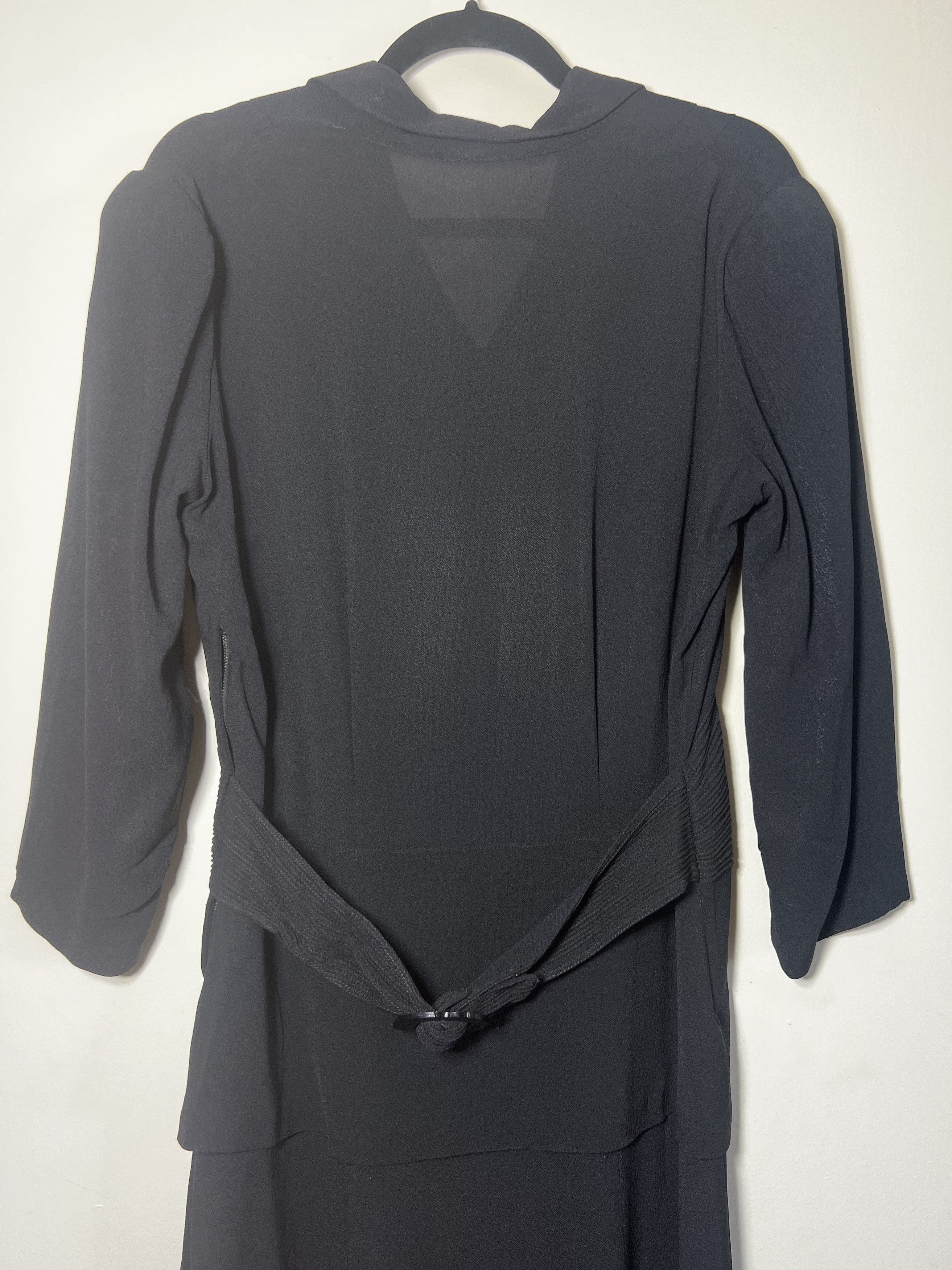 Vintage Vintage 1940's Black Sheer Ruched Afternoon Dress Size L / US 10 / IT 46 - 6 Thumbnail