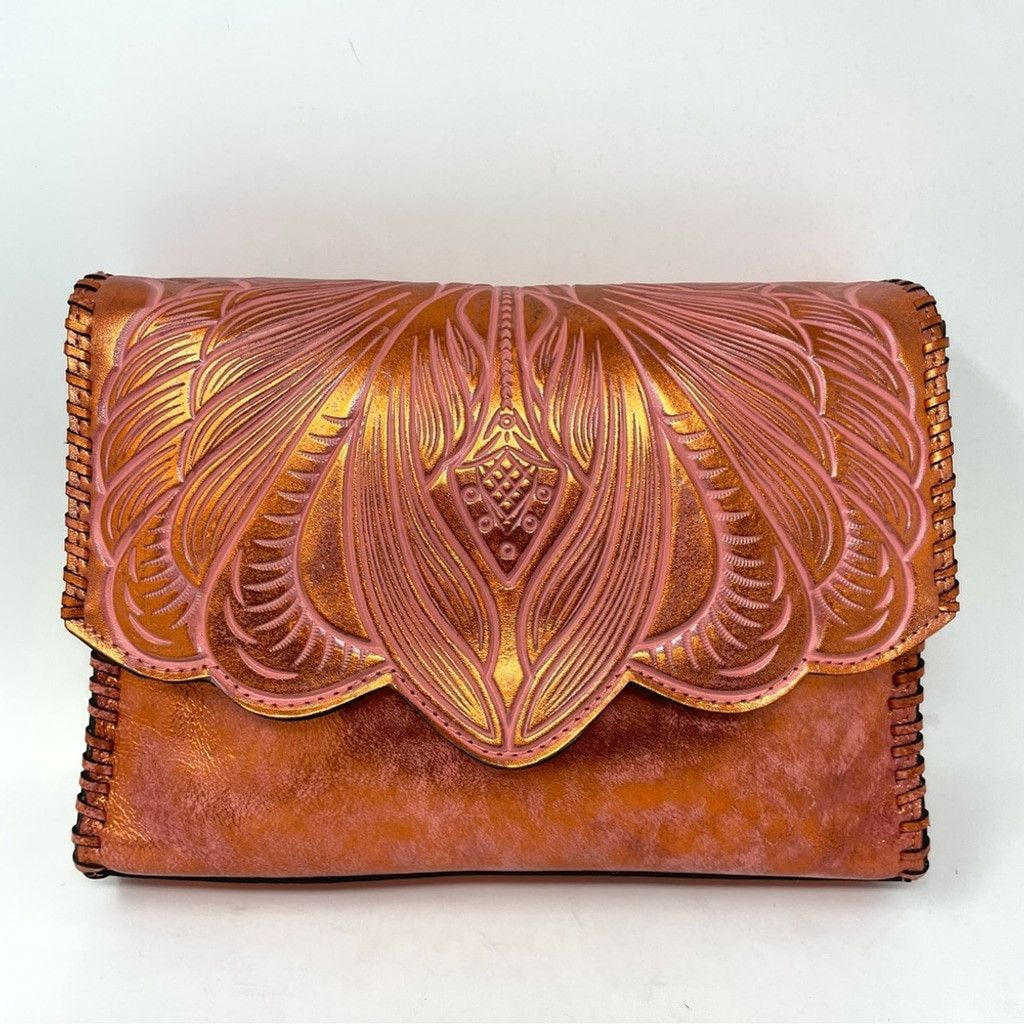 Patricia Nash NEW Patricia Nash Sarola Burnt Coral Hand Tooled Leather Bag Size ONE SIZE - 2 Thumbnail