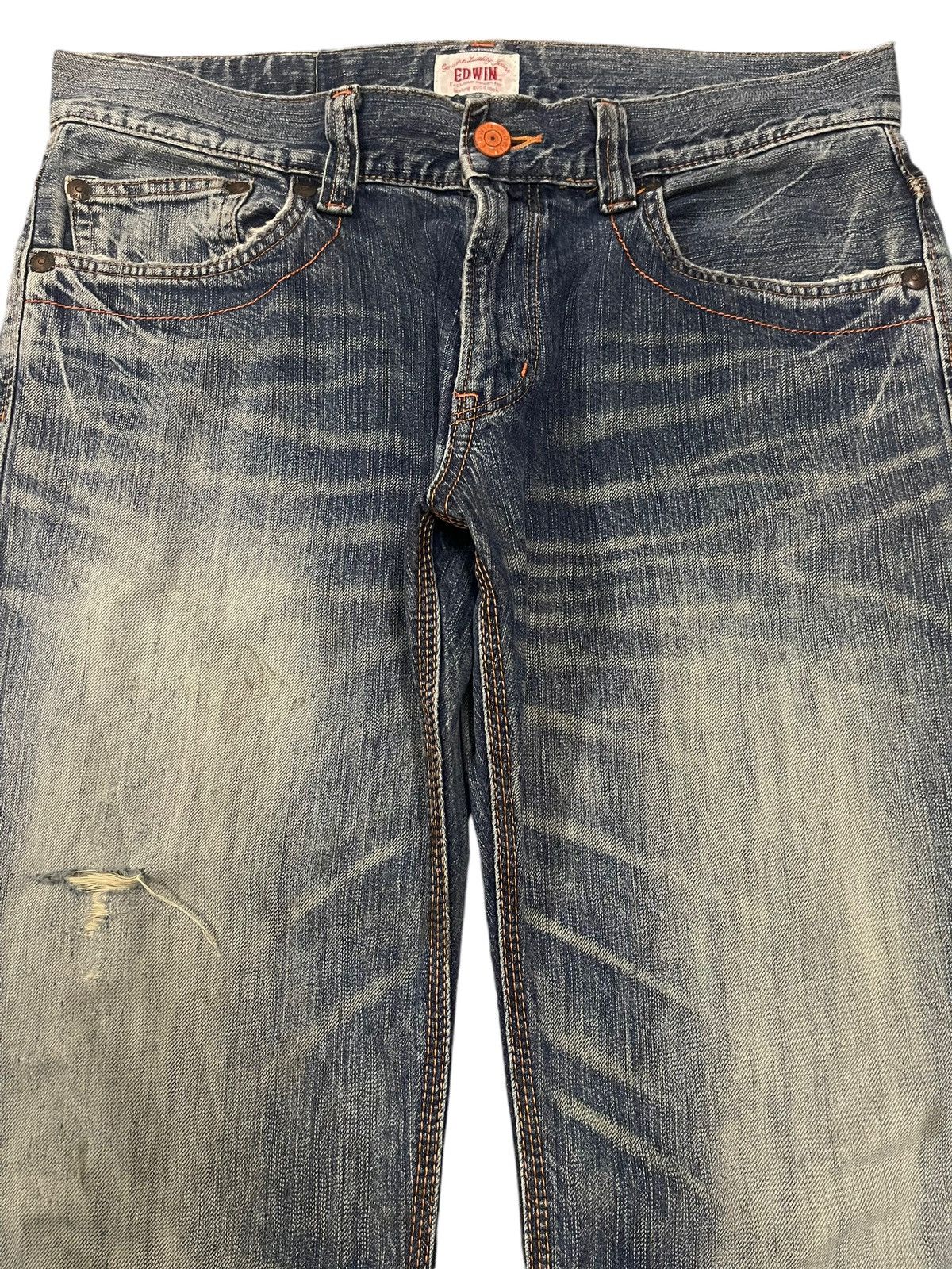 Edwin Vintage 90s Edwin Faded Wash Style Distress Loose Jeans Size US 36 / EU 52 - 3 Thumbnail