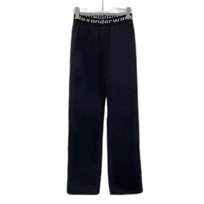 Alexander Wang Black Wide-Leg Cotton Pants with Logo Size 22" - 1 Thumbnail