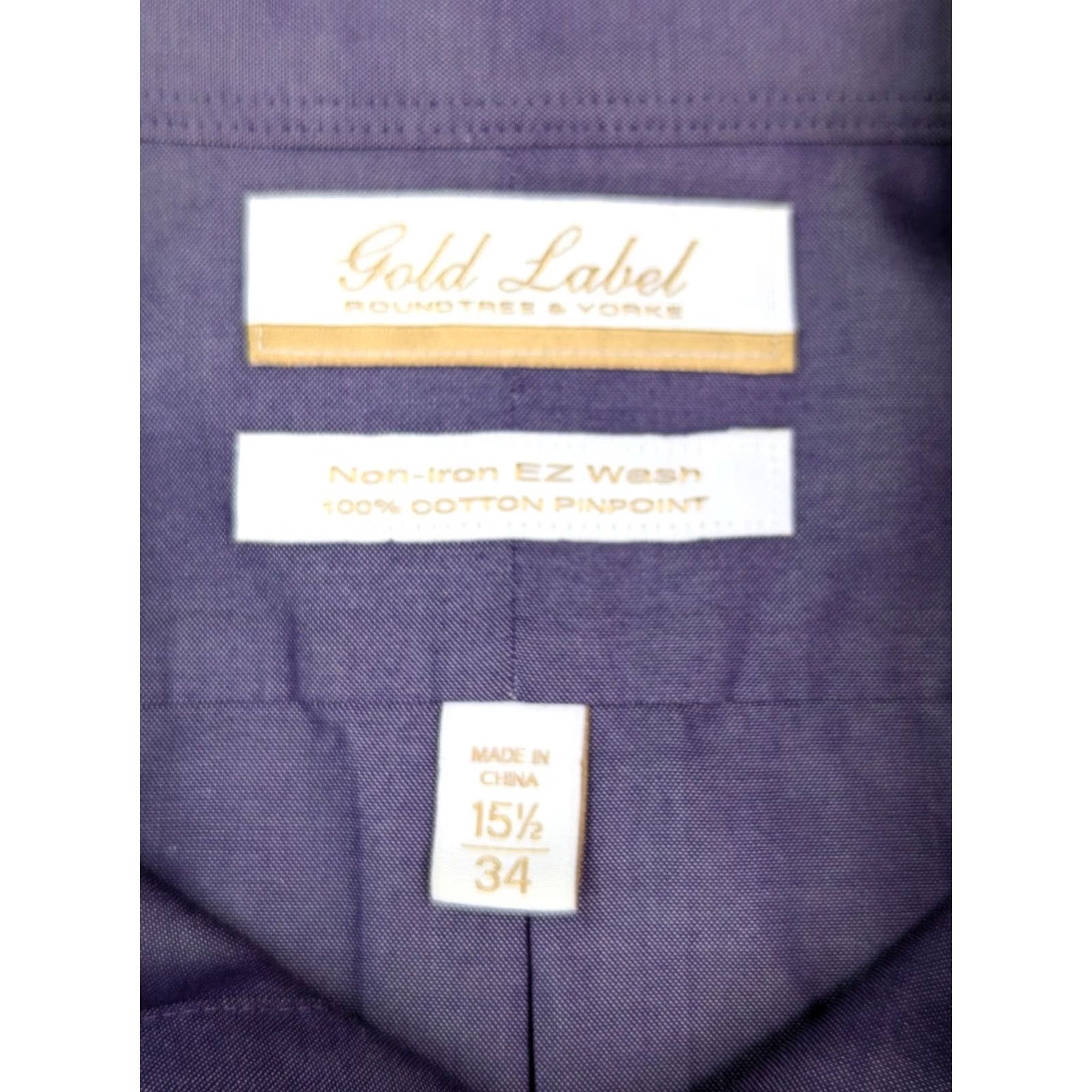 Roundtree & Yorke Roundtree & Yorke Gold Label Dress Shirt, Men 46 Chest, 15.5 Neck x 34 Long, Purple Knit, Button-Down Collar, Regular Fit Size 46R - 4 Thumbnail
