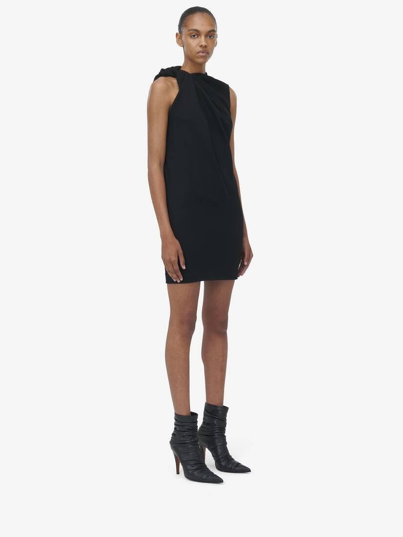Alexander McQueen o1srvl11e0226 Knot Detail Mini Dress In Black Size S / US 4 / IT 40 - 3 Thumbnail