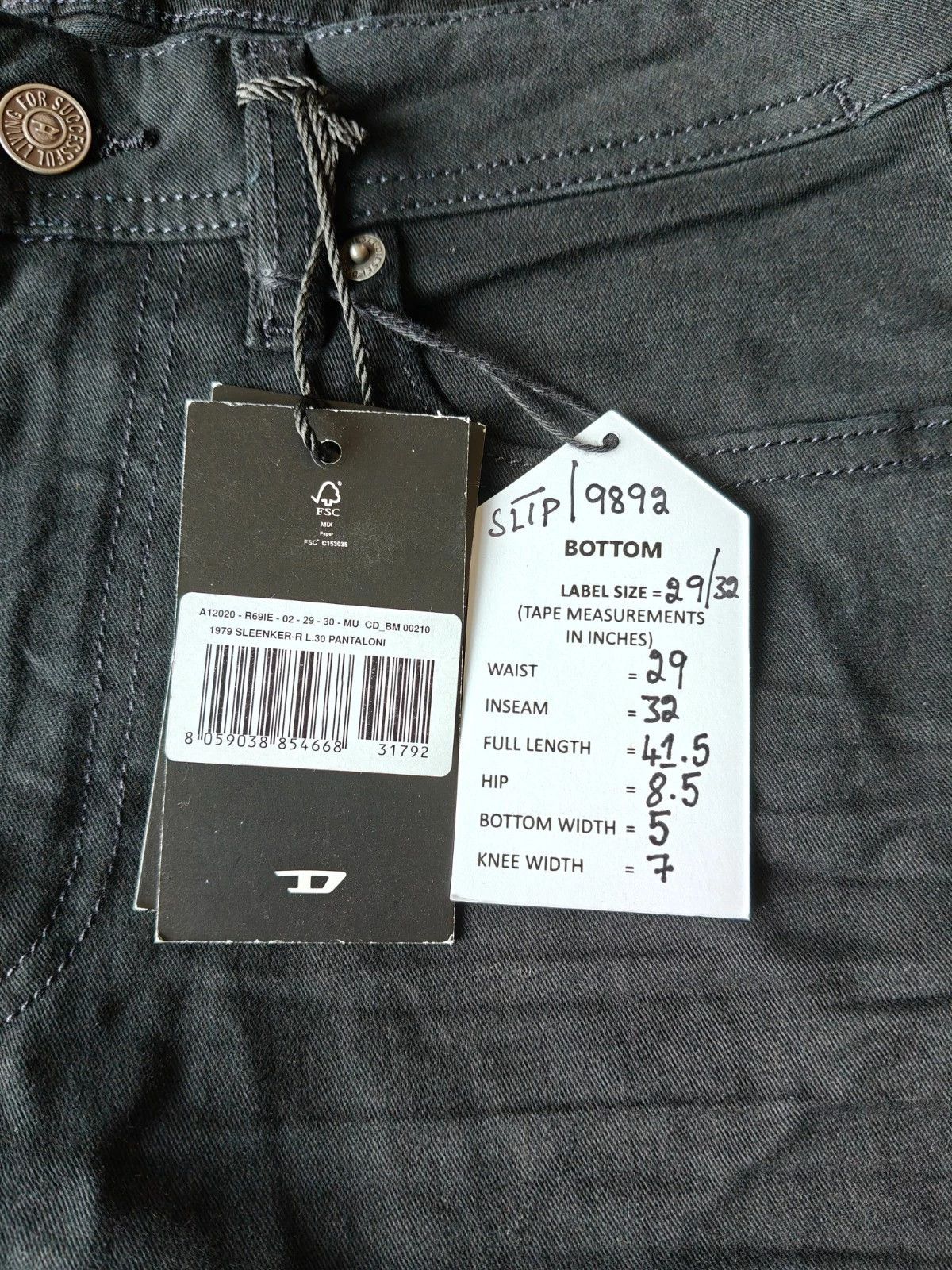 Diesel Diesel 1979 SLEENKER-R L.32 MENS JEANS SLTP/9892 Size US 29 - 6 Thumbnail