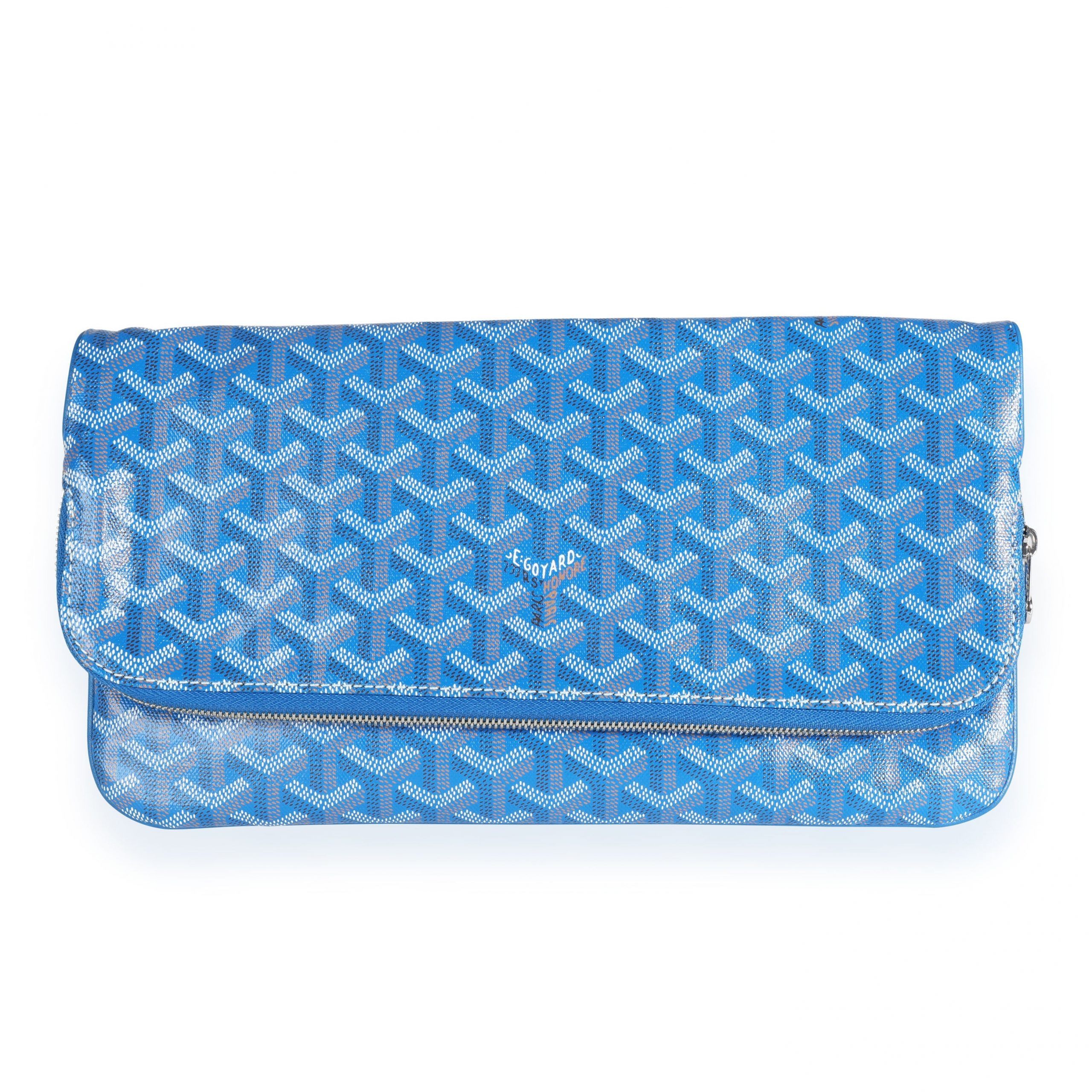image of Goyard Blue Goyardine Saint Marie Soft Clutch, Women's