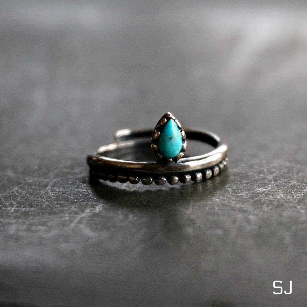 Other Native American Bipana Turquoise Ring, Genuine Sterling Silv Size ONE SIZE - 2 Thumbnail