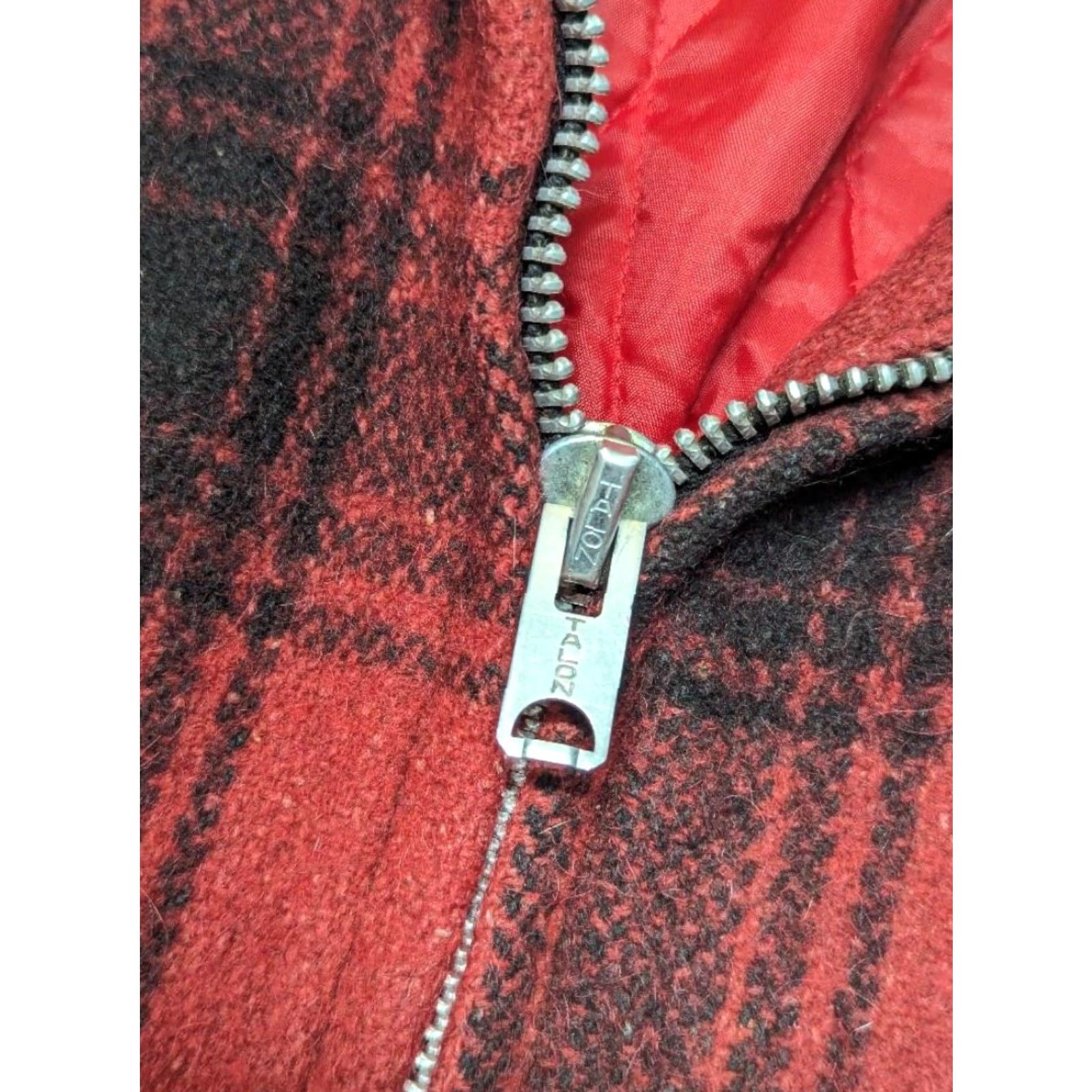 JCPenney VINTAGE hunting jacket JC Penney WOOL buffalo plaid M red/black 1960s coat Mens Size US M / EU 48-50 / 2 - 5 Thumbnail