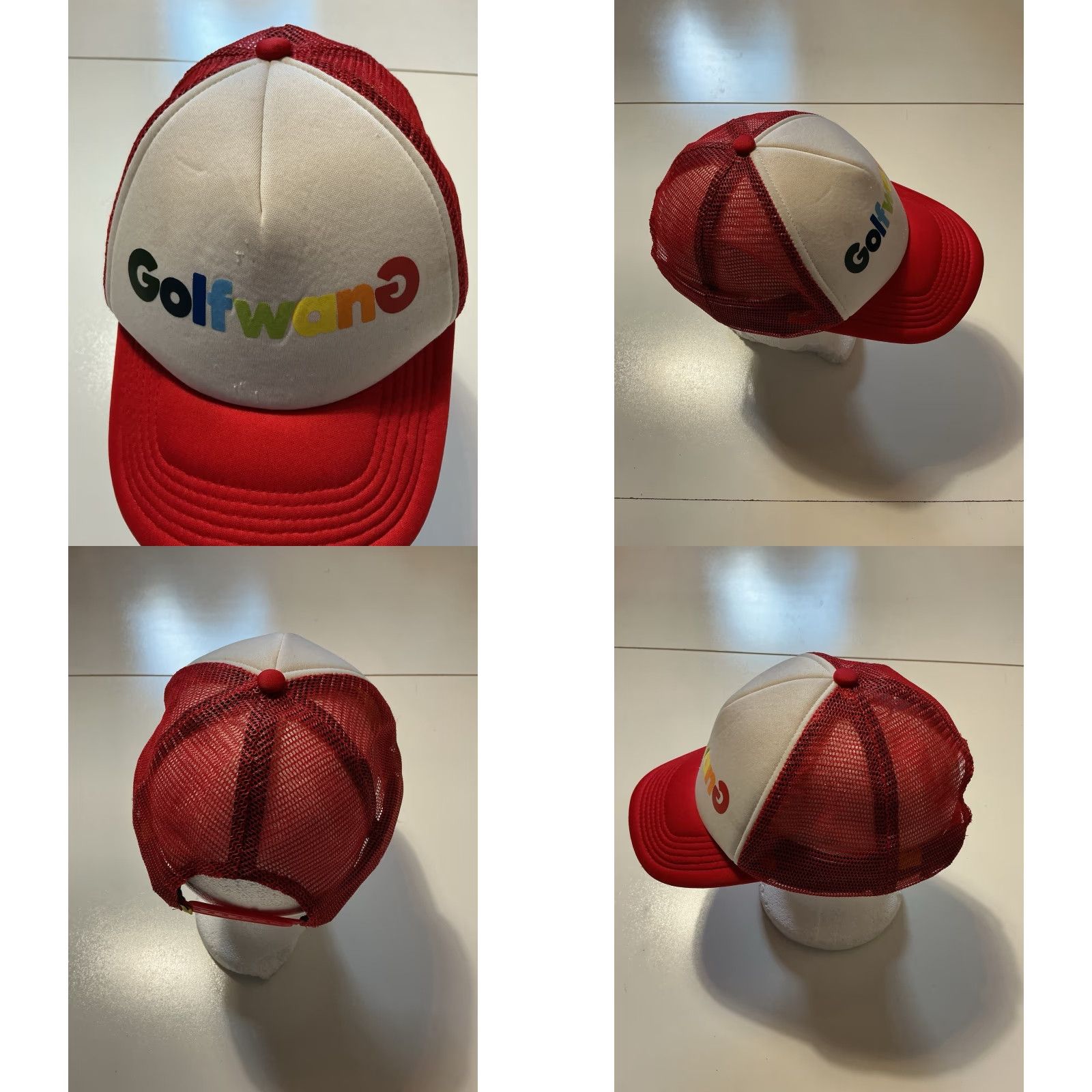 Golf Wang VINTAGE Golf Wang Tyler The Creator Script Logo Graphic Snapback Red Trucker Cap Hat Size ONE SIZE - 8 Thumbnail