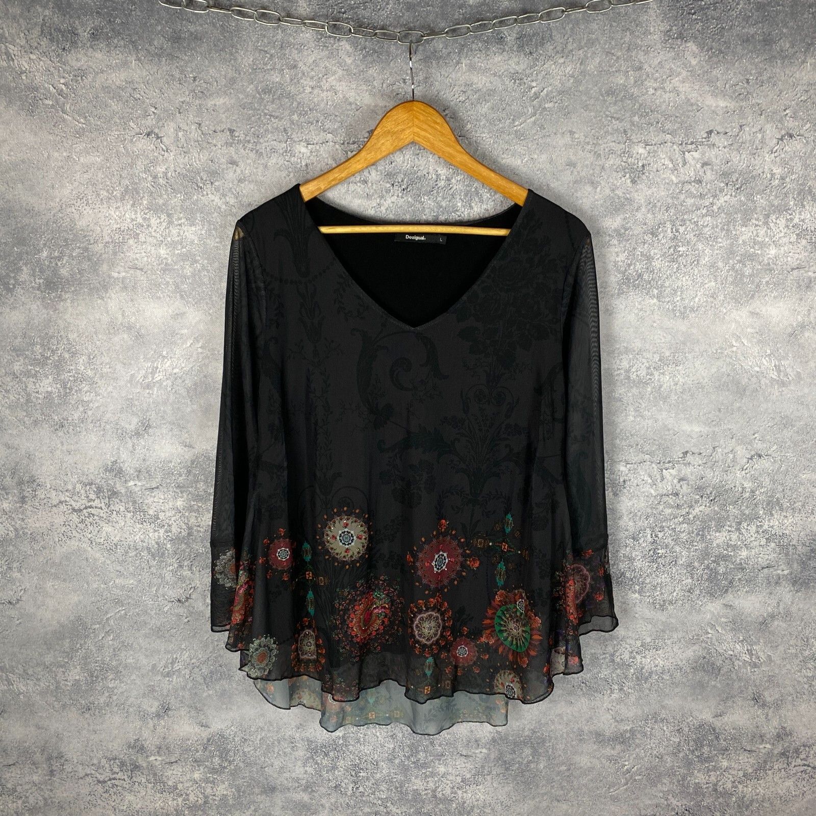 Desigual Desigual Blouse Women's Size L Milticolor Long Sleeve ` Size L / US 10 / IT 46 - 1 Thumbnail