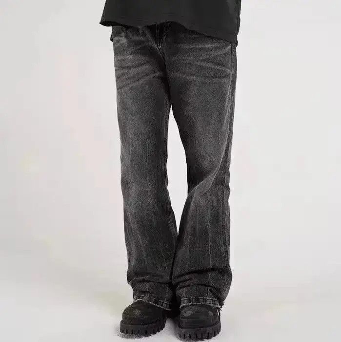 Japanese Brand Washed Vintage Style Straight Wide Leg Denim Pants Size US 32 / EU 48 - 3 Thumbnail