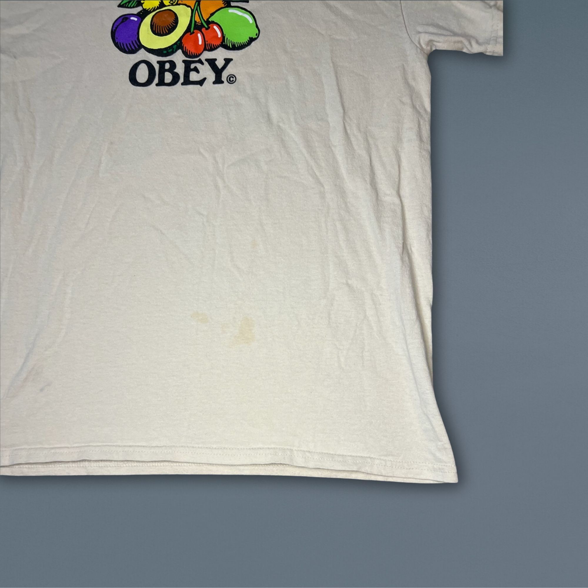 Obey Obey White Graphic T-Shirt With Fruit Illustration 100% Cott Size US M / EU 48-50 / 2 - 6 Thumbnail