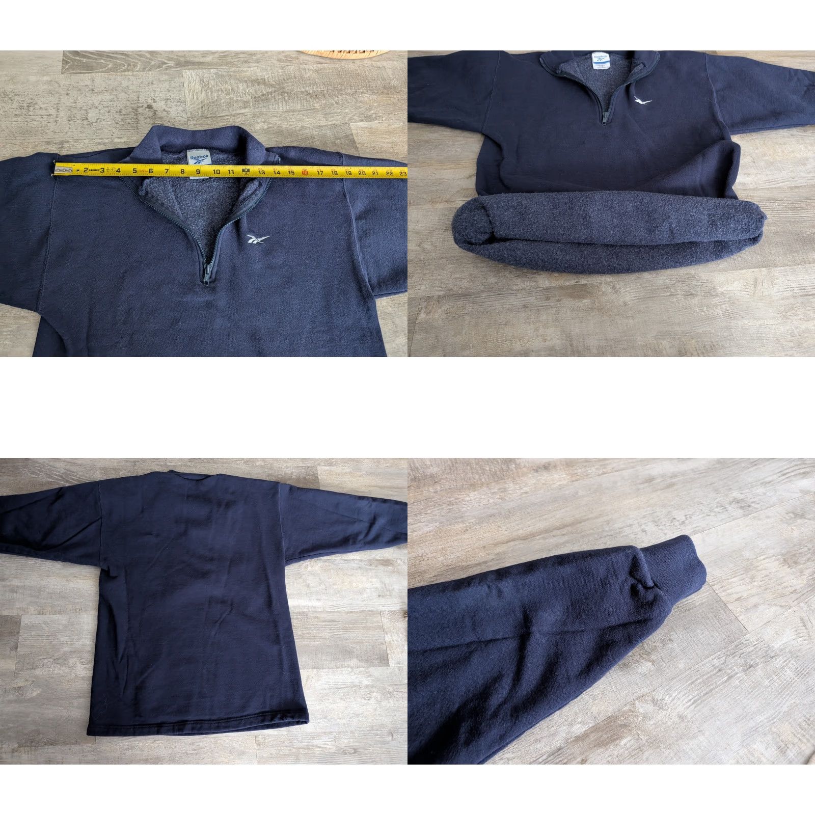 Reebok VINTAGE Reebok Navy Quarter Zip Pullover Sweatshirt Womens Small USA Made 90s Fleece Cotton Polyester Blue Embroidered Logo Zipper Size S / US 4 / IT 40 - 10 Thumbnail