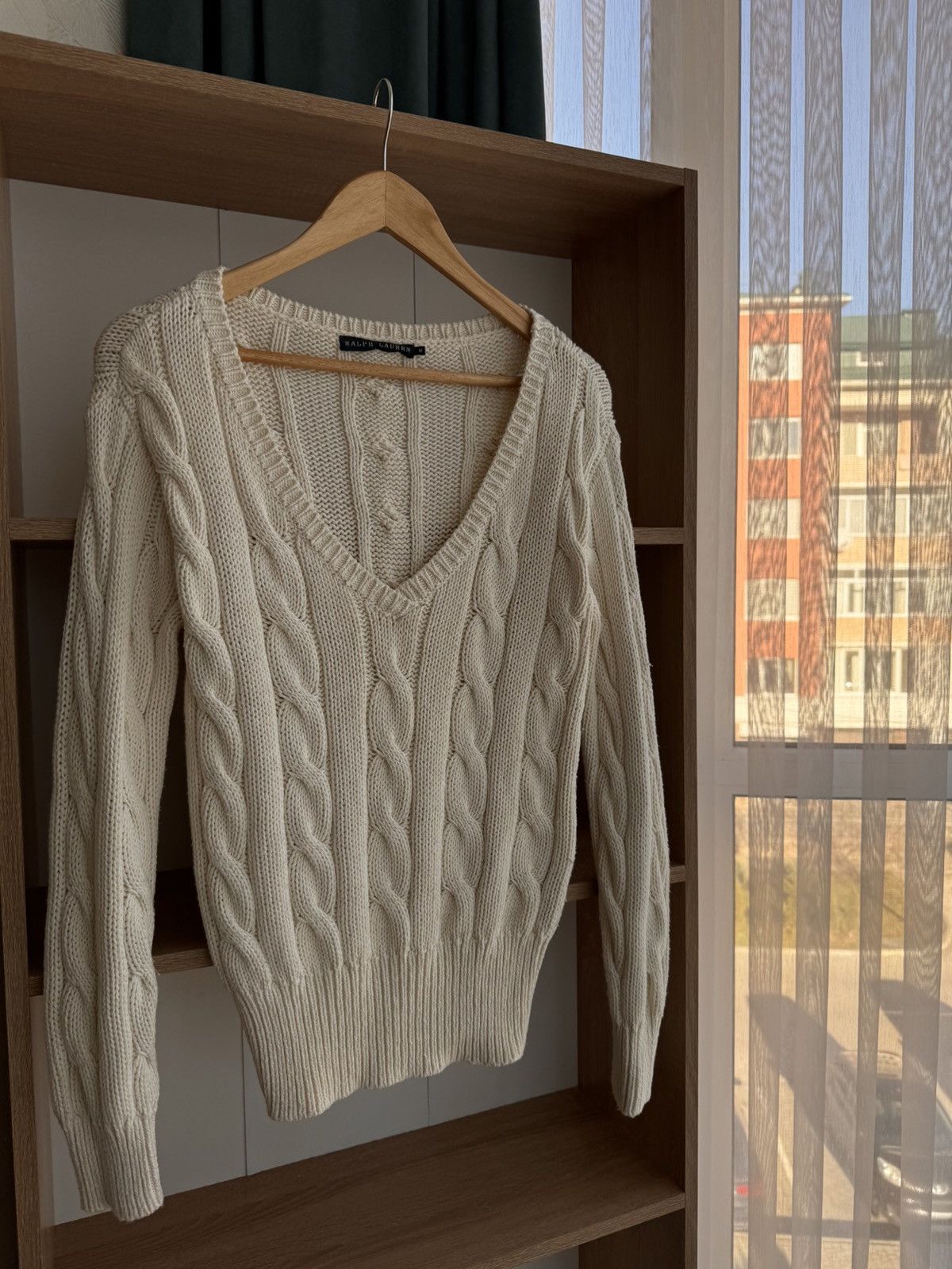 Polo Ralph Lauren × Ralph Lauren × Vintage Vintage Lauren Ralph Lauren W’ Beige Cable Knit Sweater Size M / US 6-8 / IT 42-44 - 5 Thumbnail