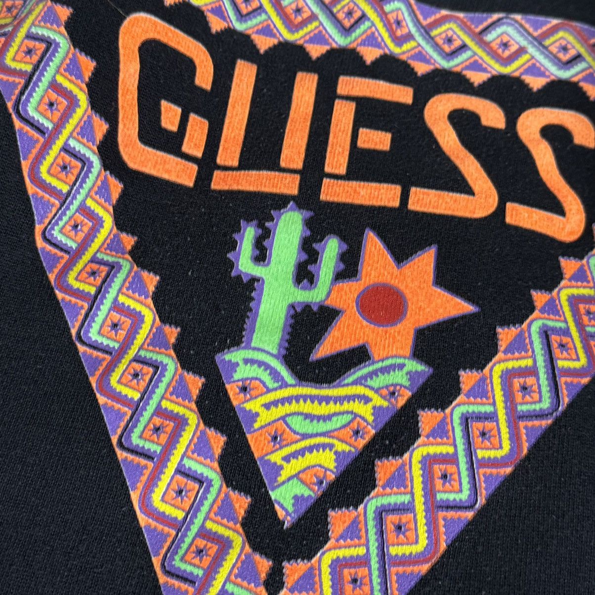 Guess Vtg 80s Guess by Georges Marciano Mock Neck Aztec Pullover Size ONE SIZE - 7 Thumbnail