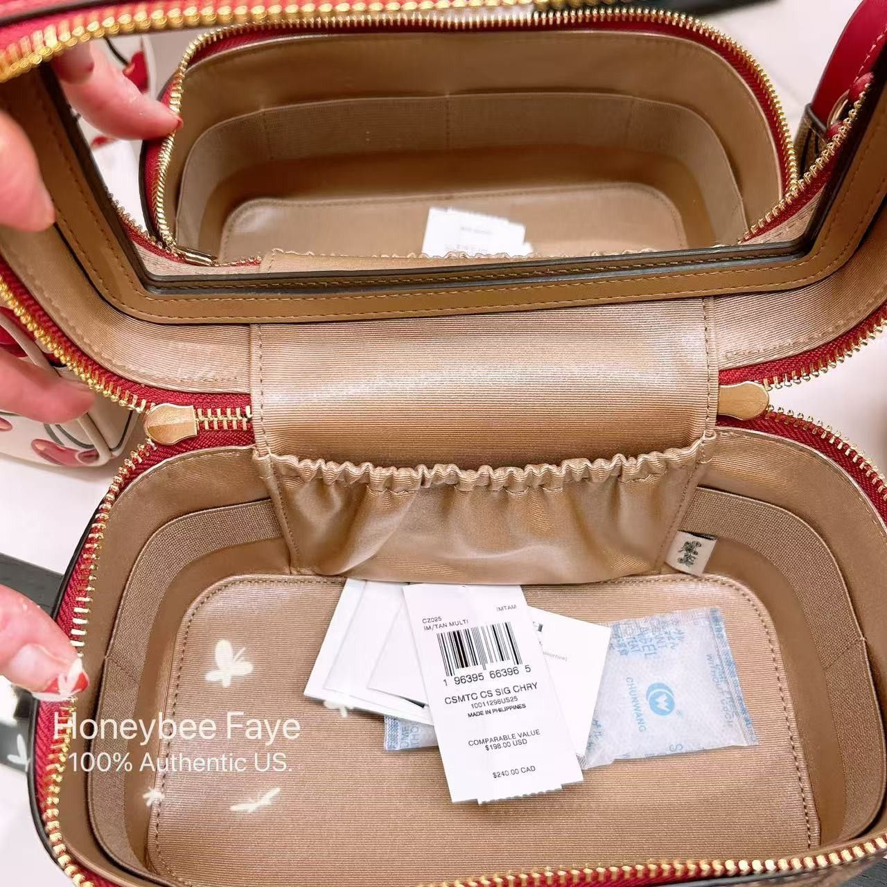 Coach 🍒 Cosmetic Case In Signature Canvas With Cherry CZ025 Size ONE SIZE - 6 Thumbnail