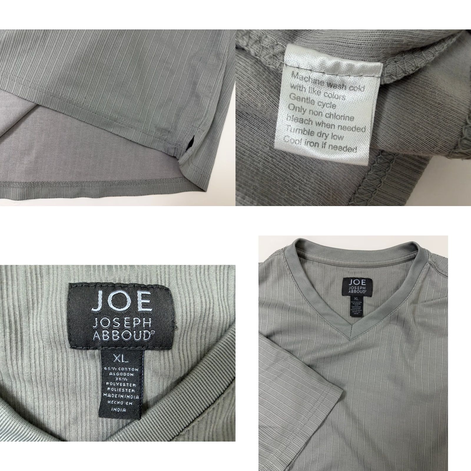 Joseph Abboud Joseph Abboud V-Neck Ribbed Shirt Men XL Gray T-Shirt Vintage 2000s Lightweight Outdoor Cotton Polyester Jersey Short Sleeve Size US XL / EU 56 / 4 - 9 Thumbnail