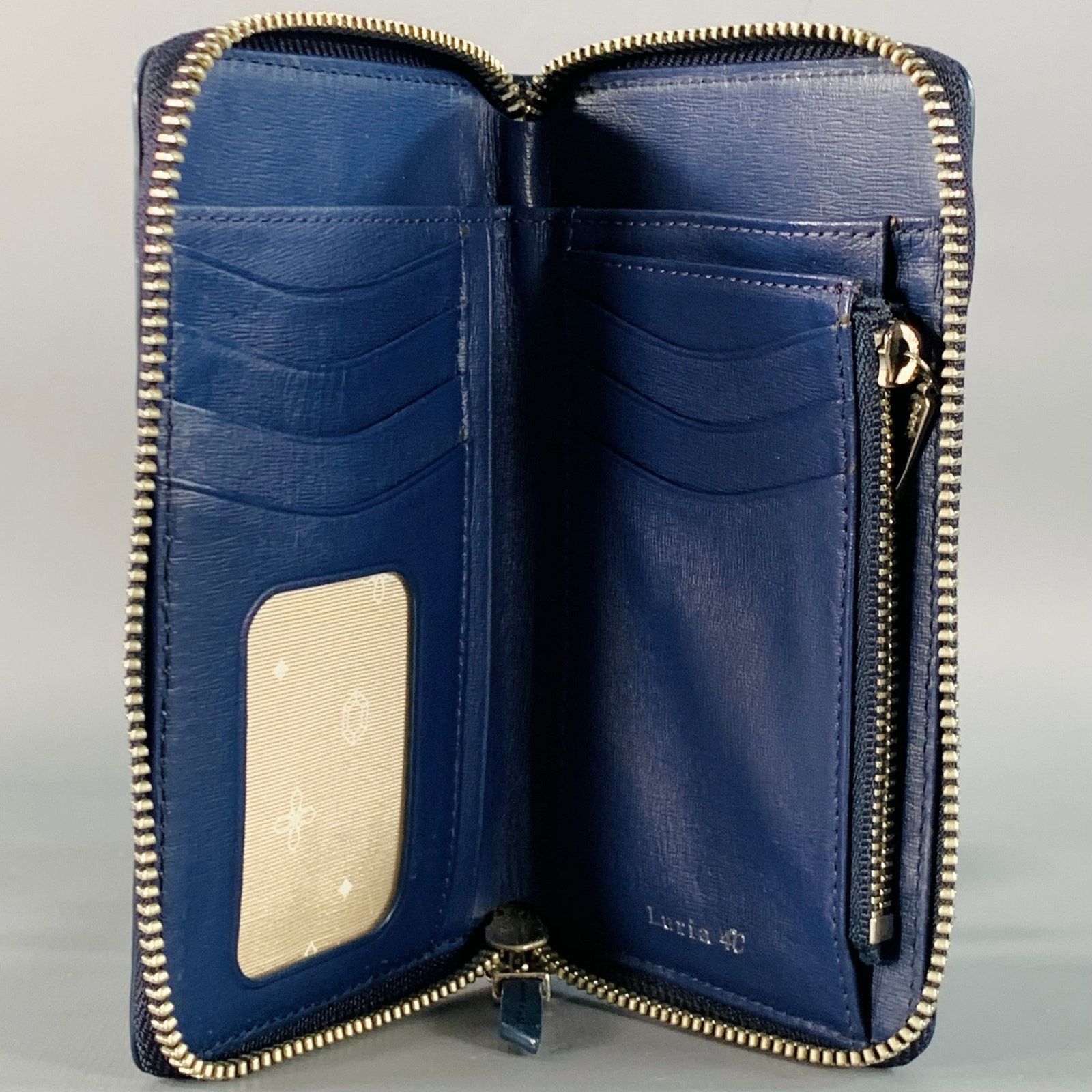 Other LURIA 4C Navy Textured Leather Zip Around Wallet Size ONE SIZE - 4 Thumbnail