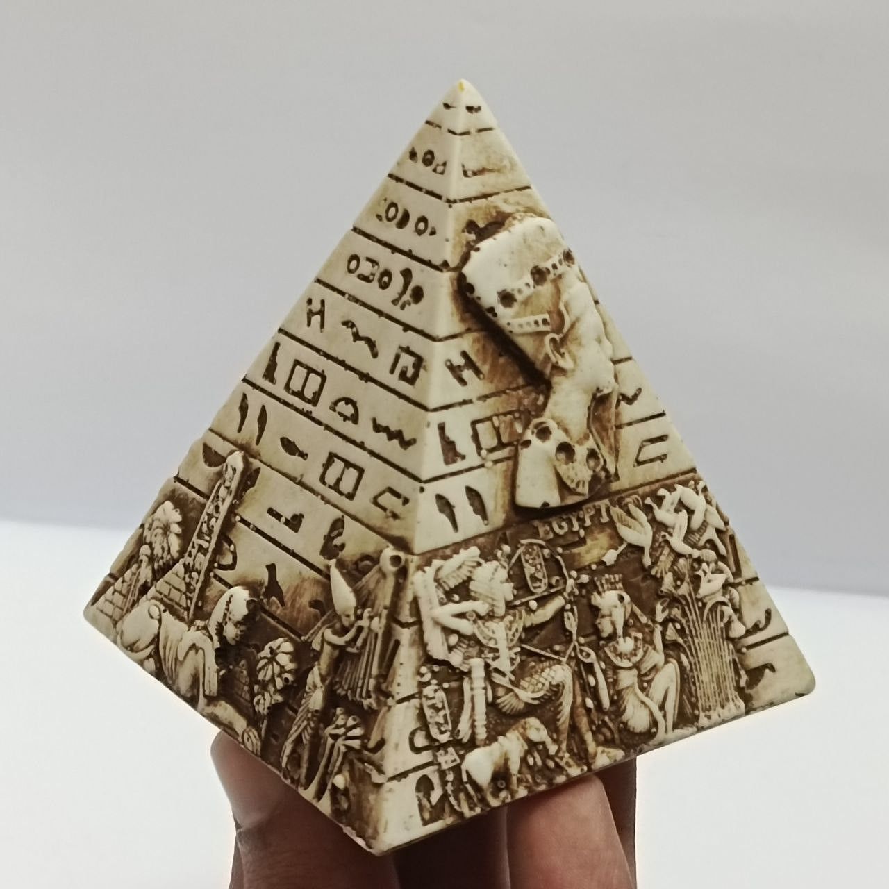 Handmade Egyptian pyramid statue souvenir, hieroglyph design Size ONE SIZE - 7 Thumbnail
