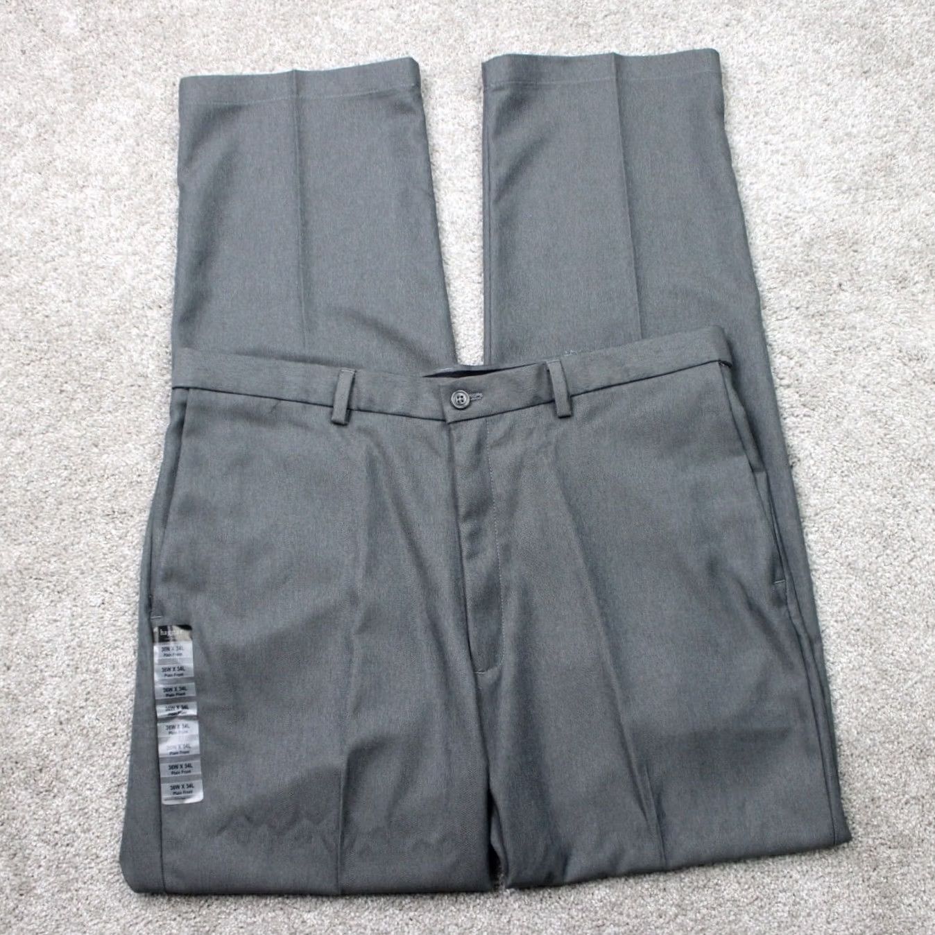 Haggar Haggar Gray Pants NWT Mens 36x34 Classic Fit Flat Front Non-Iron Stretch Dress Pants / 100% Polyester / 90s Preppy Theme / 36x34 Mens Size US 36 / EU 52 - 2 Thumbnail