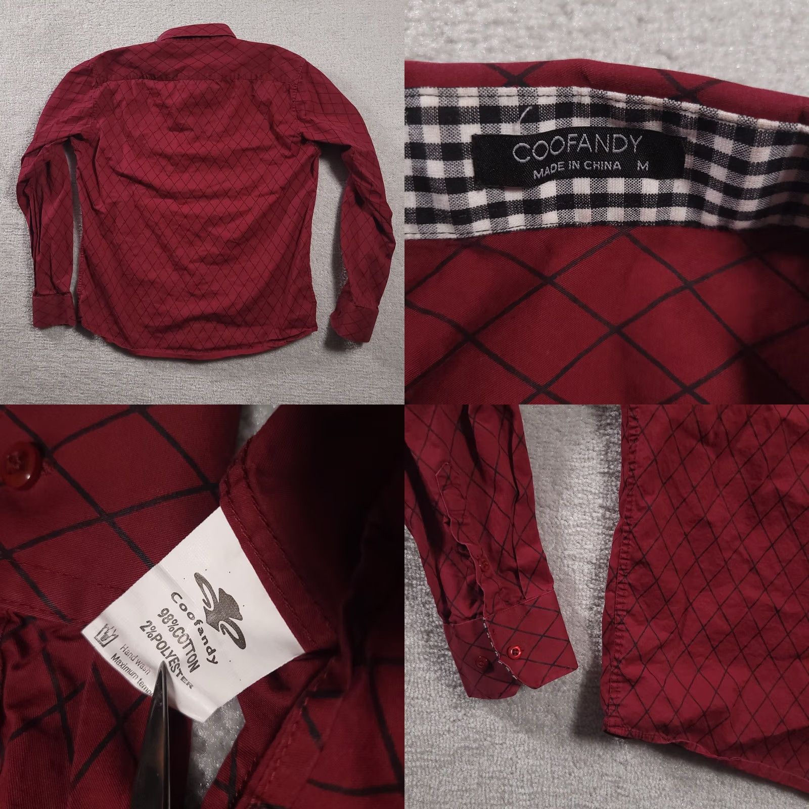 Vintage Coofandy Button Up Shirt Mens Medium Red Long Sleeve Collared Shirt Regular Fit Casual Business Party/Cocktail Size US M / EU 48-50 / 2 - 8 Thumbnail