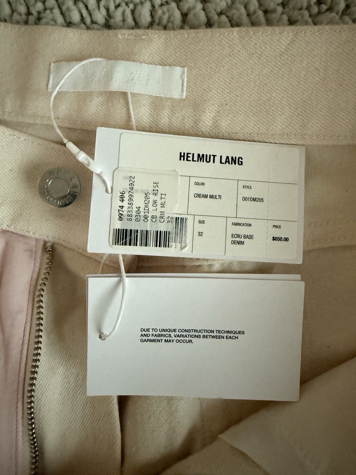 Helmut Lang Colorblock Distressed Silk Chiffon Panel Jeans Cream Size US 32 / EU 48 - 10 Thumbnail