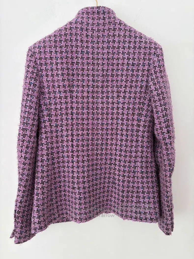 Chanel Chanel Purple checkered woollen stand-up collar jacket Size XXS / US 00 / IT 34 - 2 Thumbnail