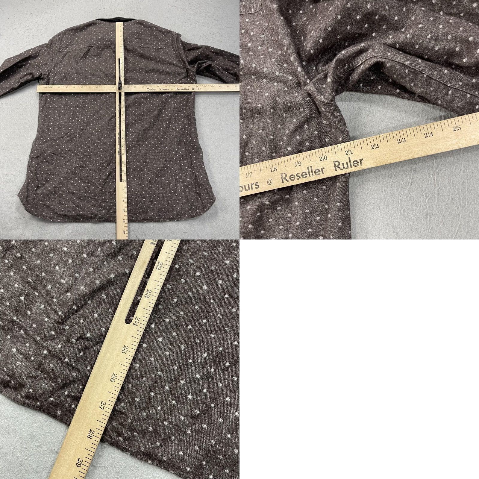 Allsaints AllSaints Shirt Mens Medium Brown Polka Danko Flannel Long Sleeve Button Casual Size US M / EU 48-50 / 2 - 8 Thumbnail