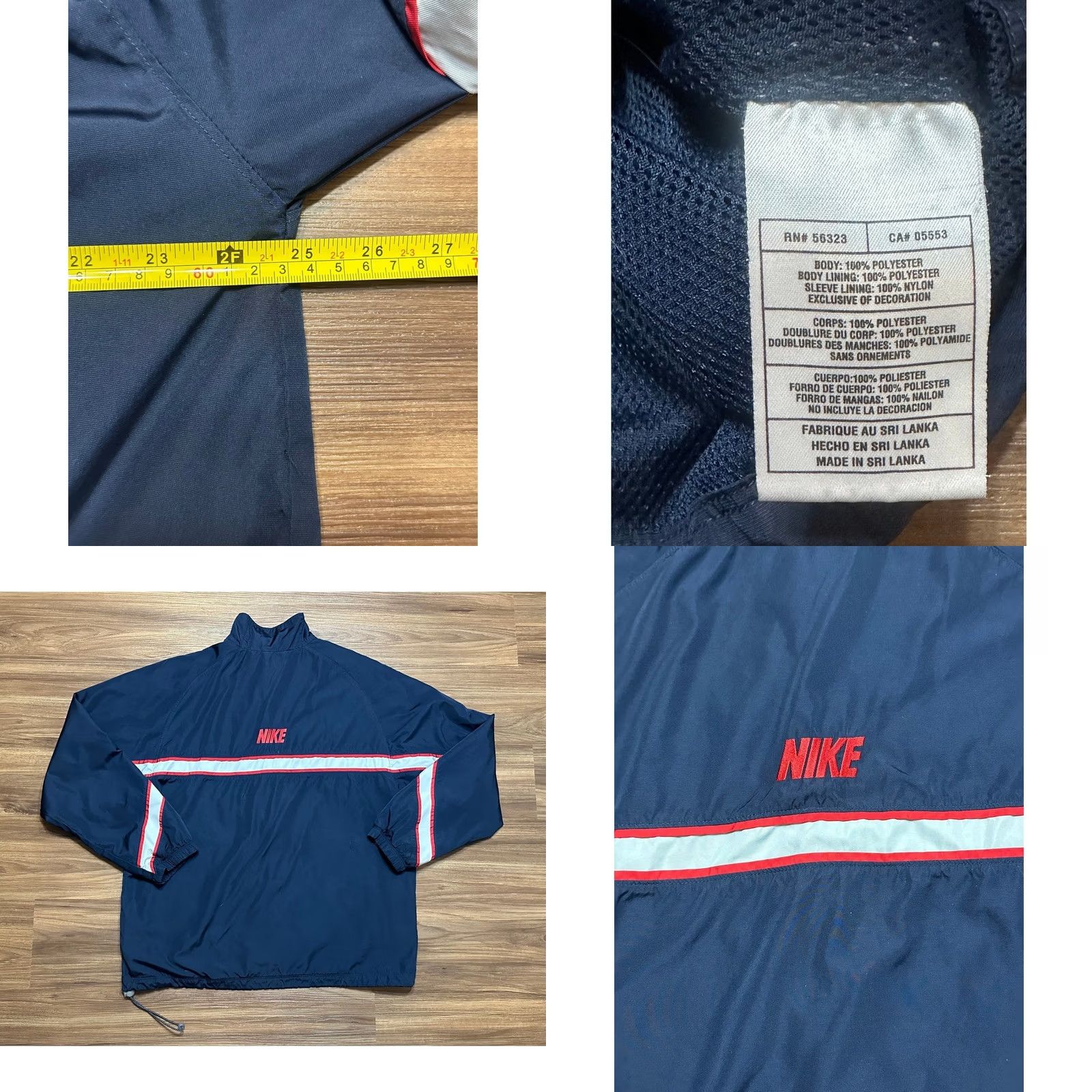 Nike VINTAGE Nike Y2K Windbreaker Jacket XL Blue Full Zip Striped Embroidered Swoosh Mens Size US XL / EU 56 / 4 - 8 Thumbnail
